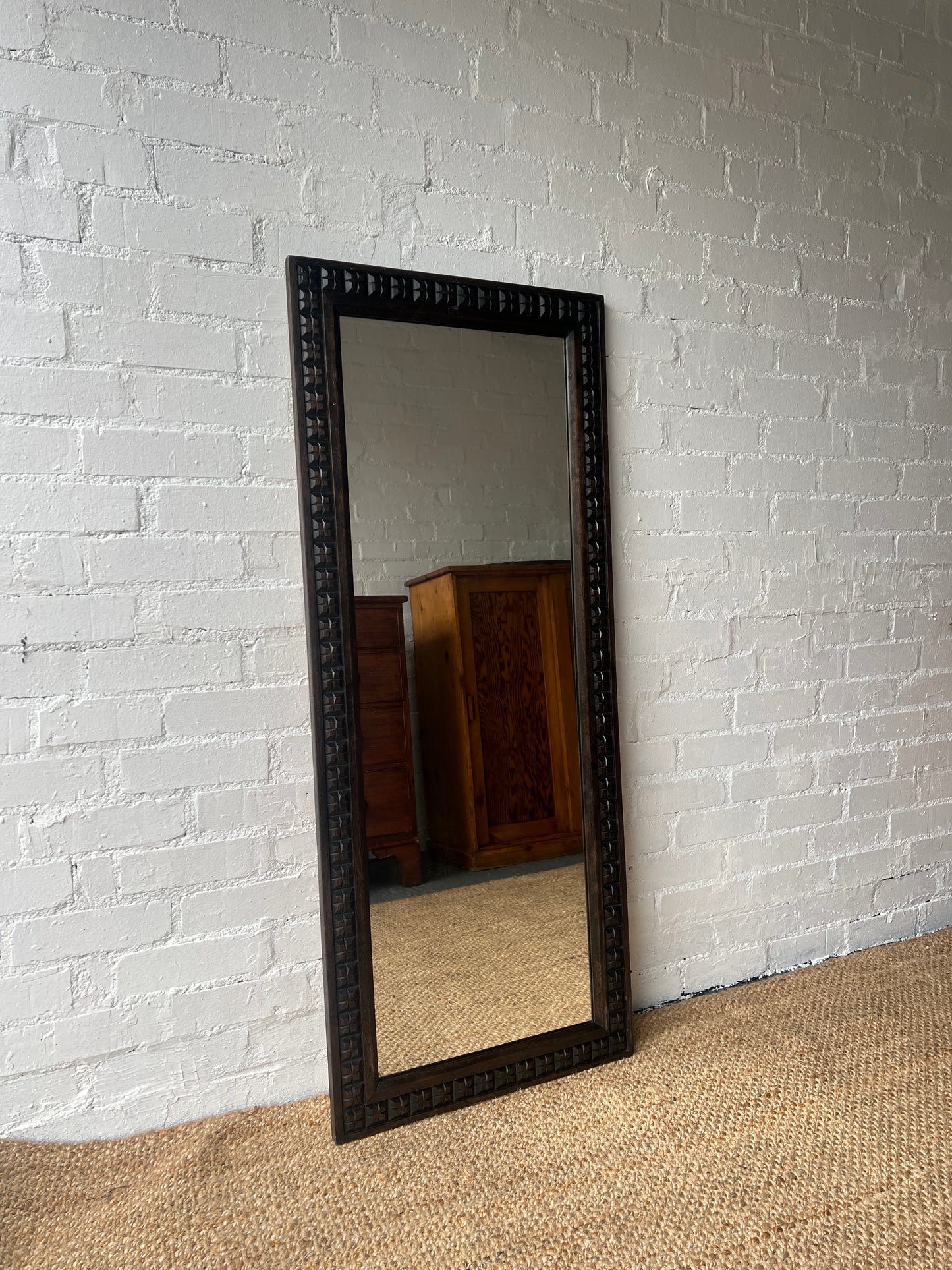 WOODEN ENGRAVED MIRROR