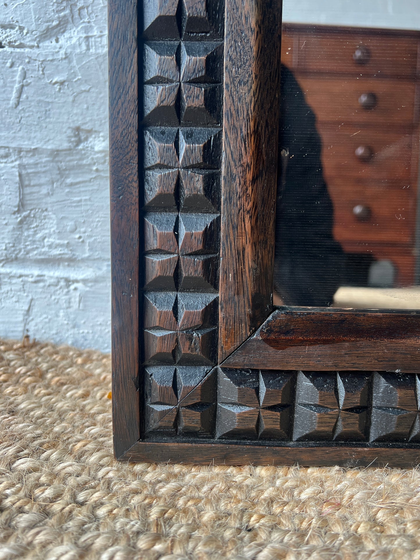 WOODEN ENGRAVED MIRROR
