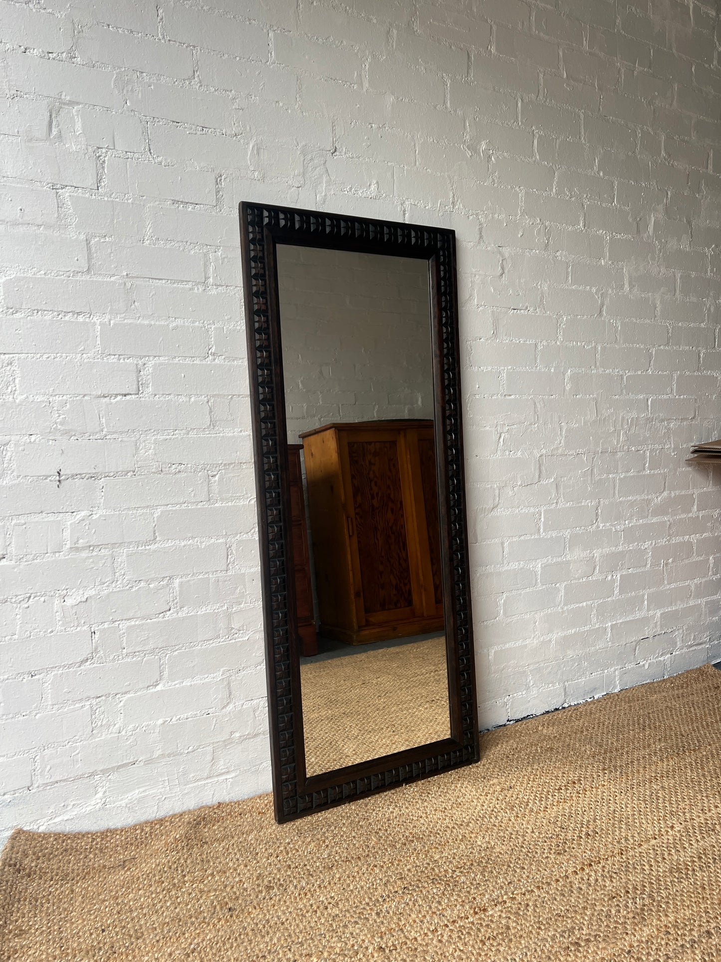 WOODEN ENGRAVED MIRROR
