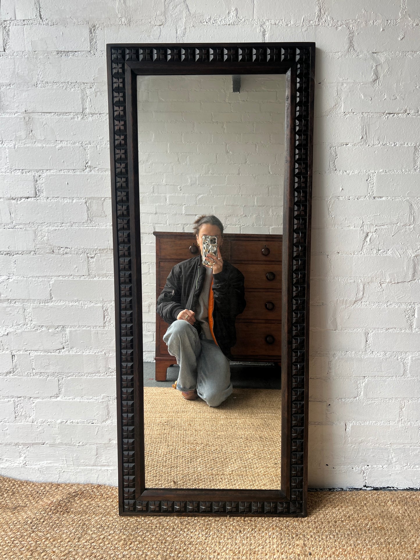 WOODEN ENGRAVED MIRROR