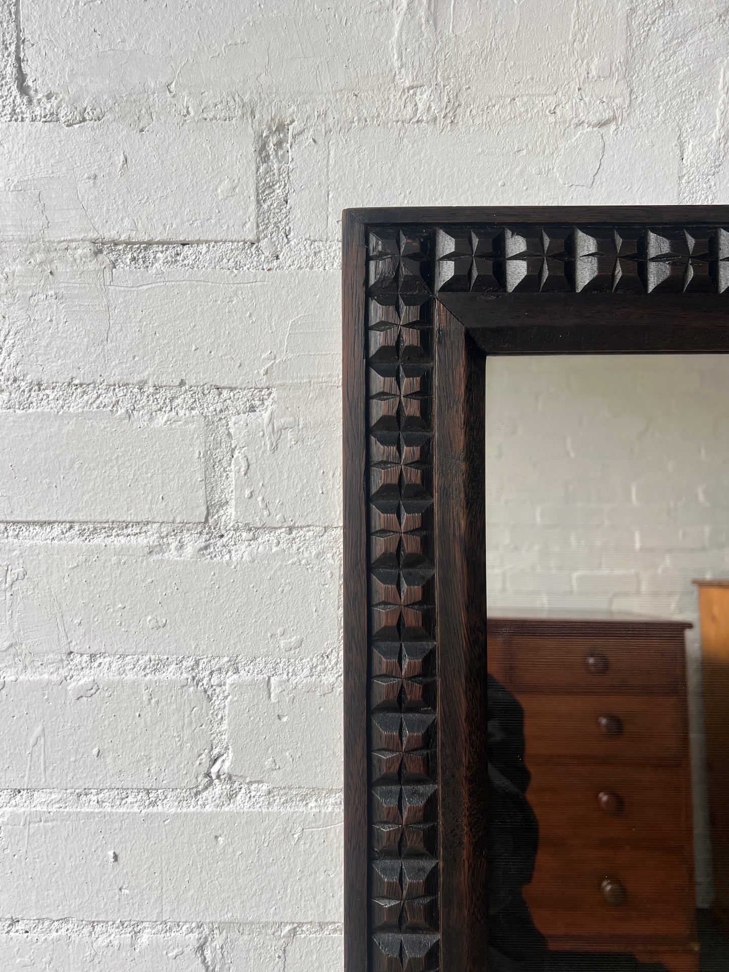WOODEN ENGRAVED MIRROR