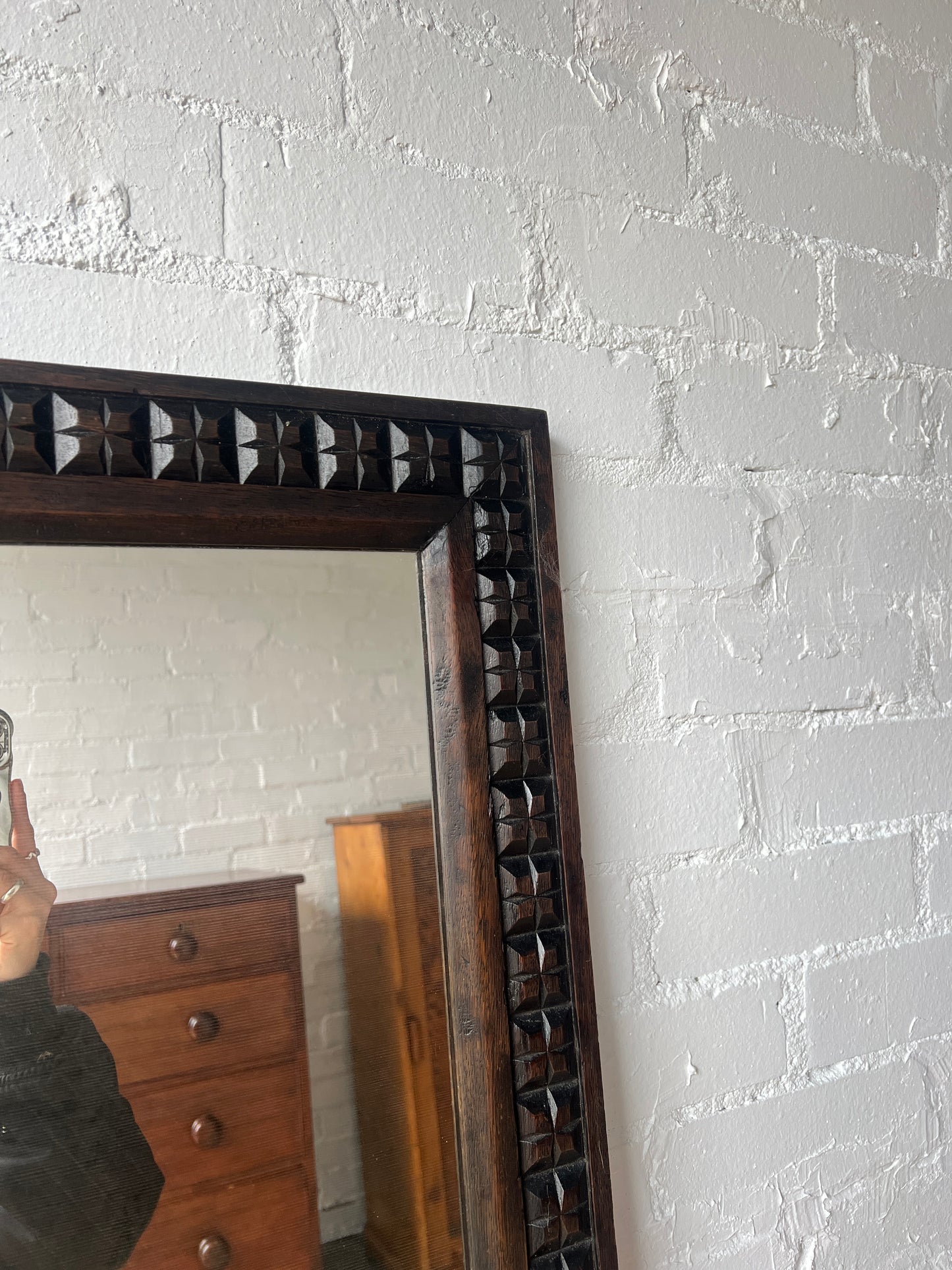 WOODEN ENGRAVED MIRROR