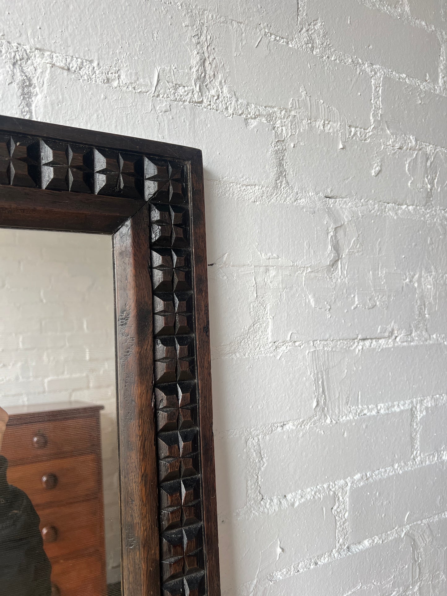 WOODEN ENGRAVED MIRROR