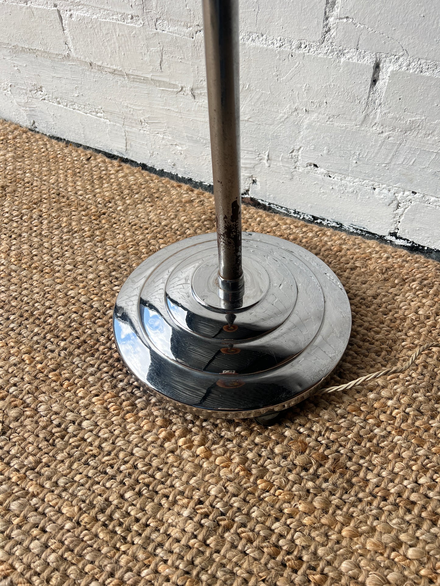 CHROME FLOOR LAMP WITH PLEATED SHADE