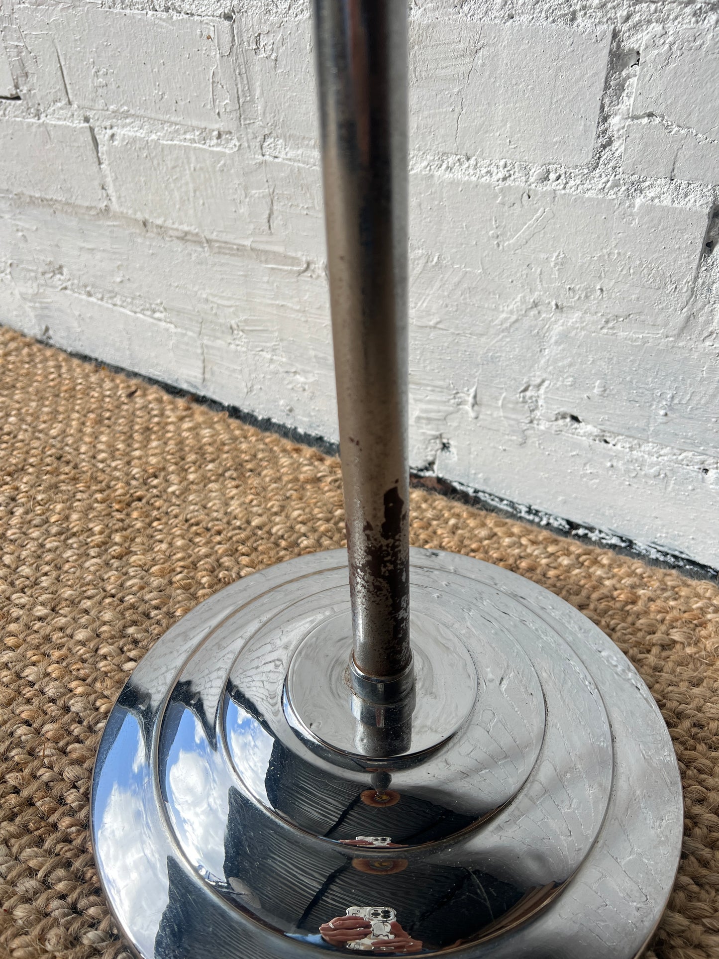 CHROME FLOOR LAMP WITH PLEATED SHADE