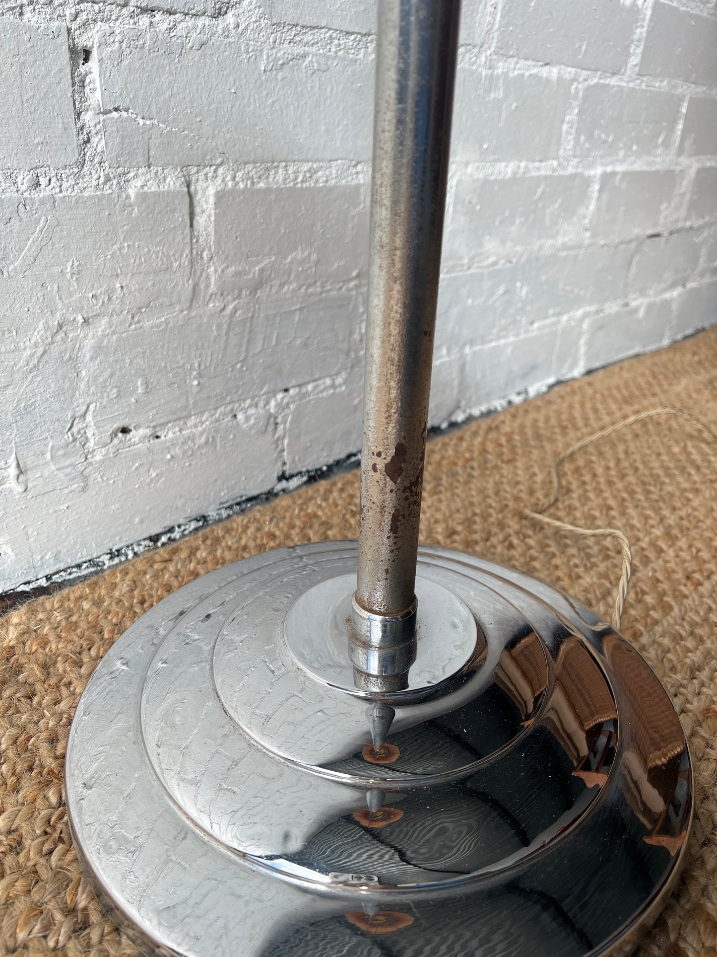 CHROME FLOOR LAMP WITH PLEATED SHADE