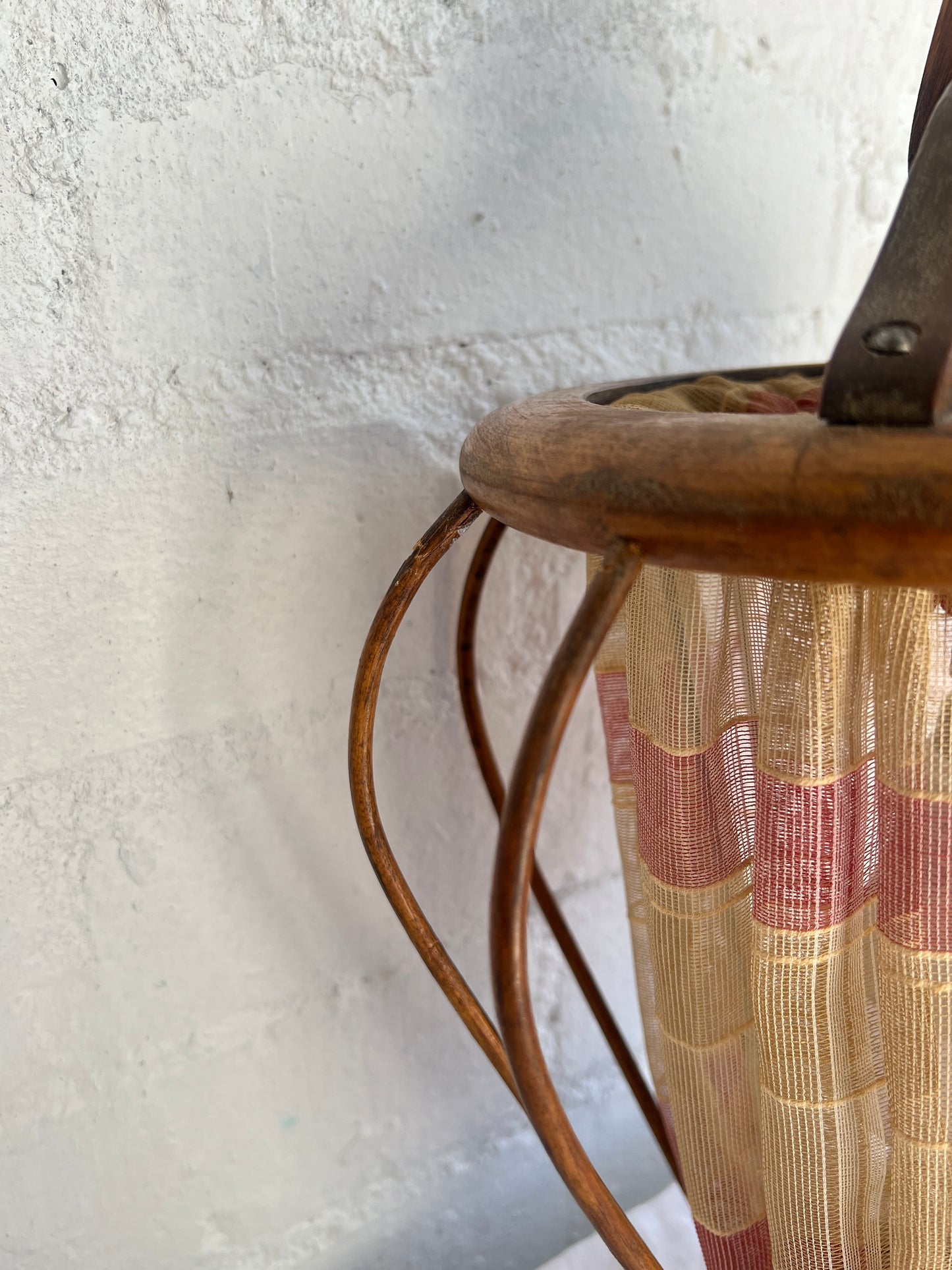 30S TEAK & PINK CEILING PENDANT