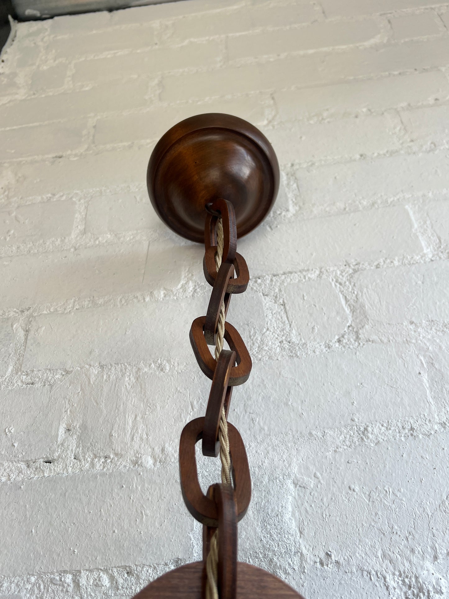 30S TEAK & PINK CEILING PENDANT