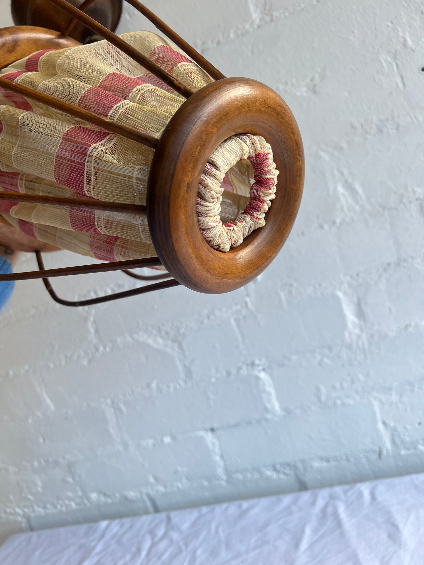 30S TEAK & PINK CEILING PENDANT