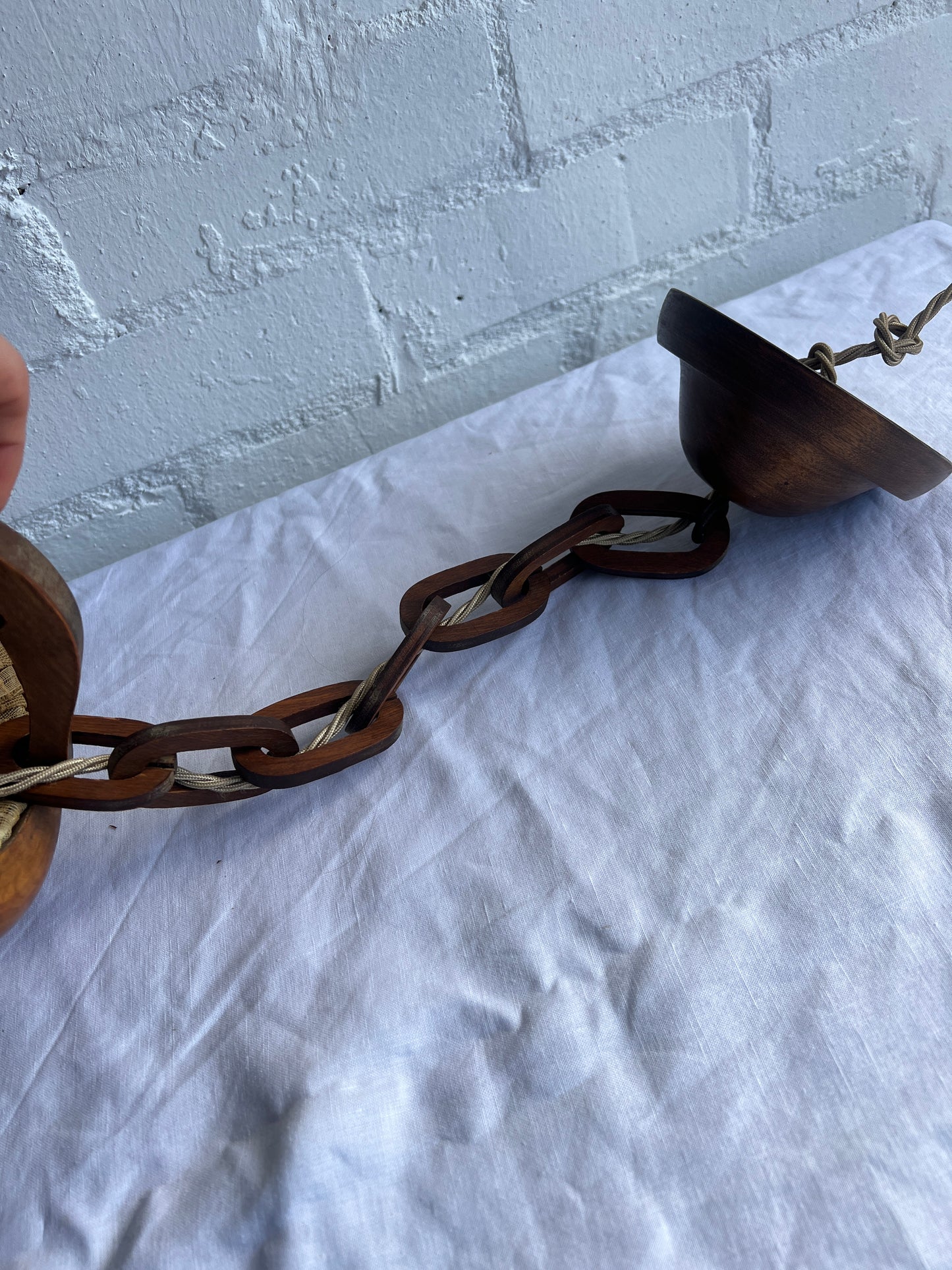 30S TEAK & PINK CEILING PENDANT