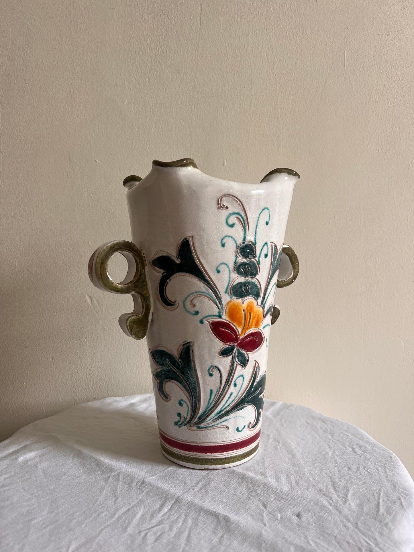 FLORAL CERAMIC ITALIAN VASE