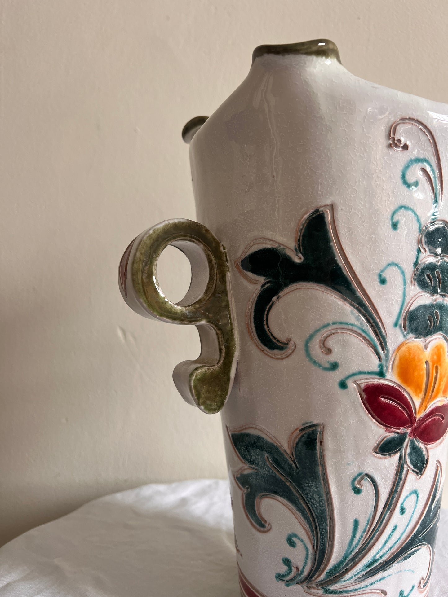 FLORAL CERAMIC ITALIAN VASE