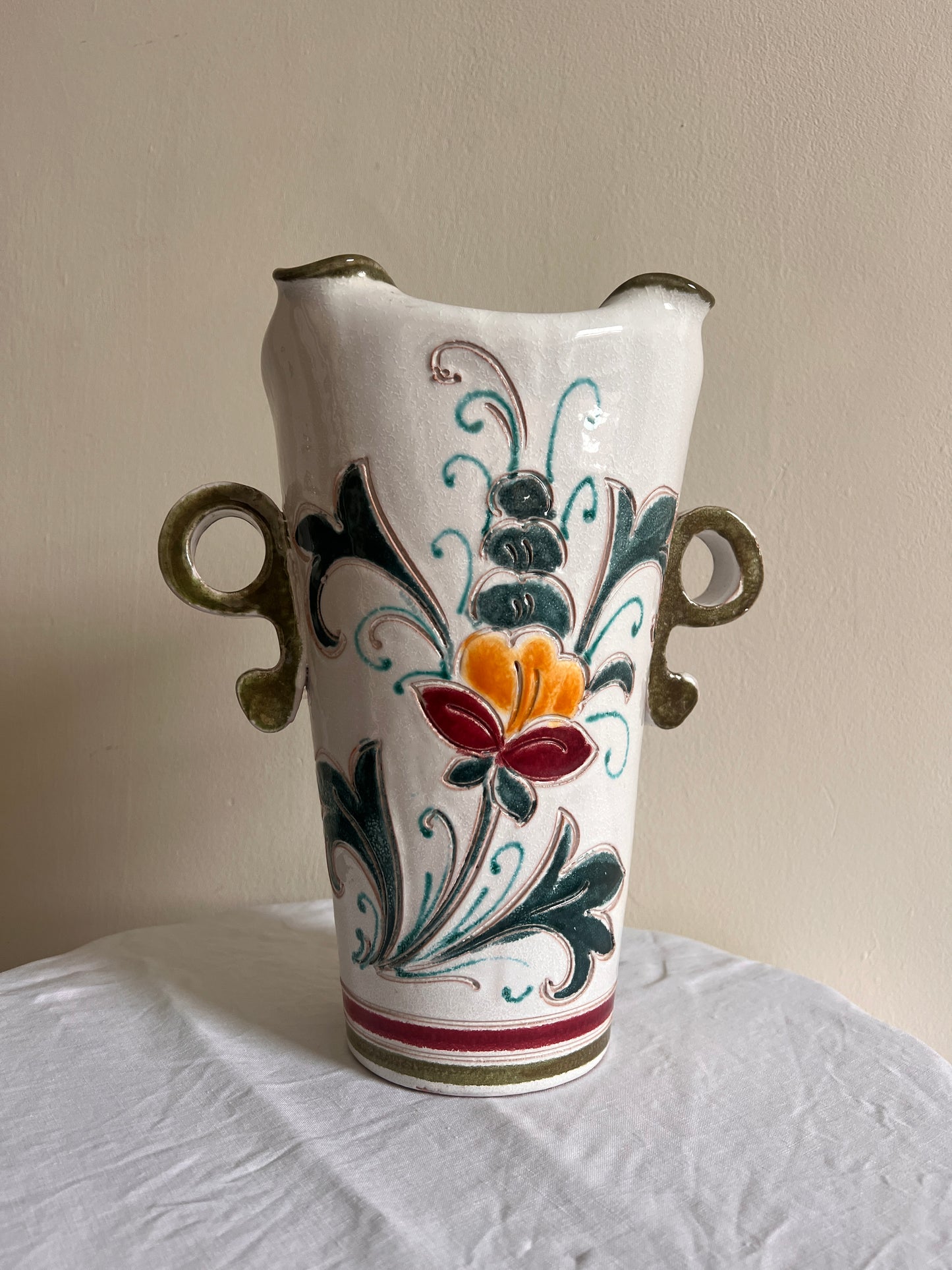 FLORAL CERAMIC ITALIAN VASE