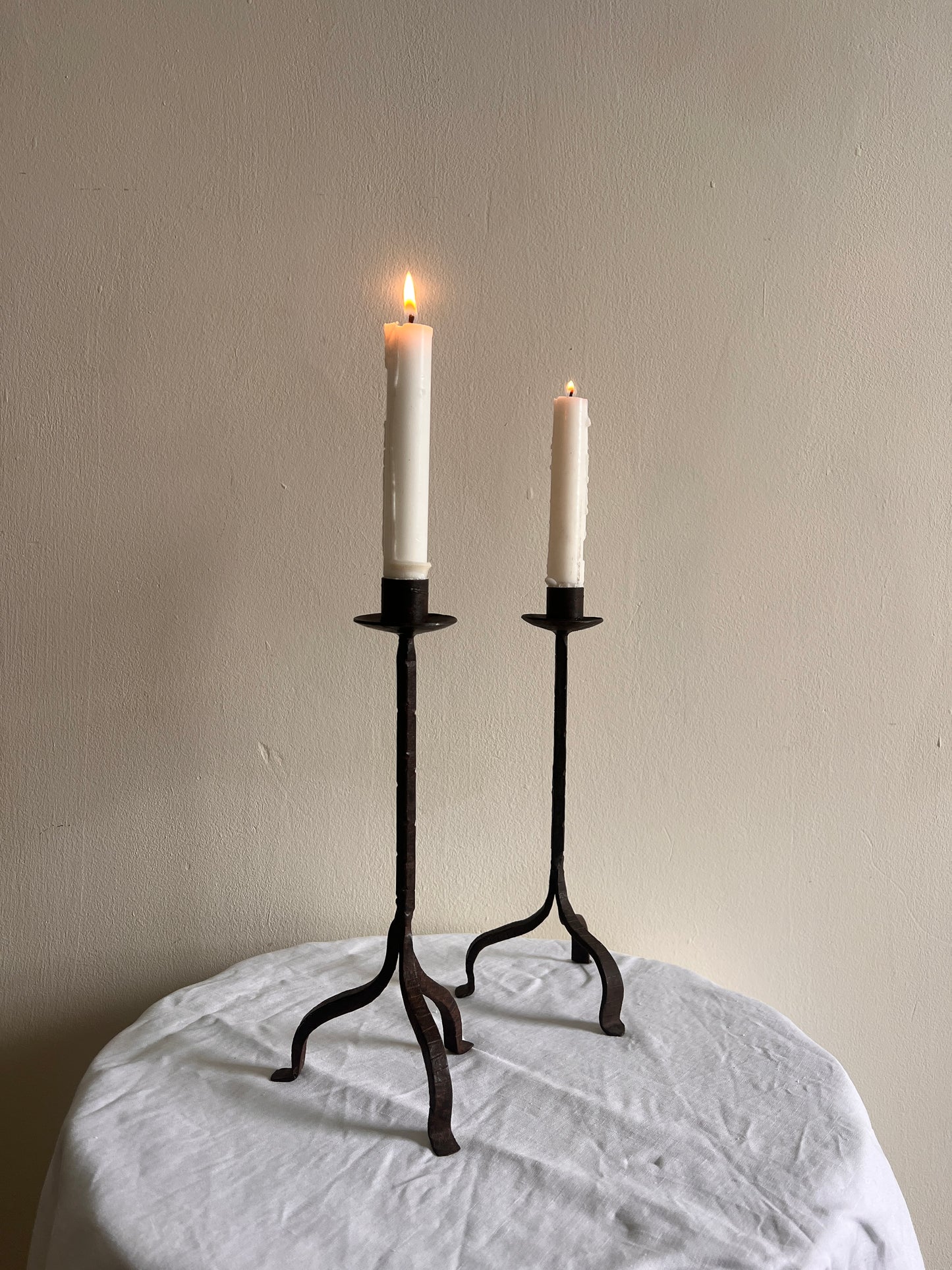 PAIR OF IRON CANDLE STICKS
