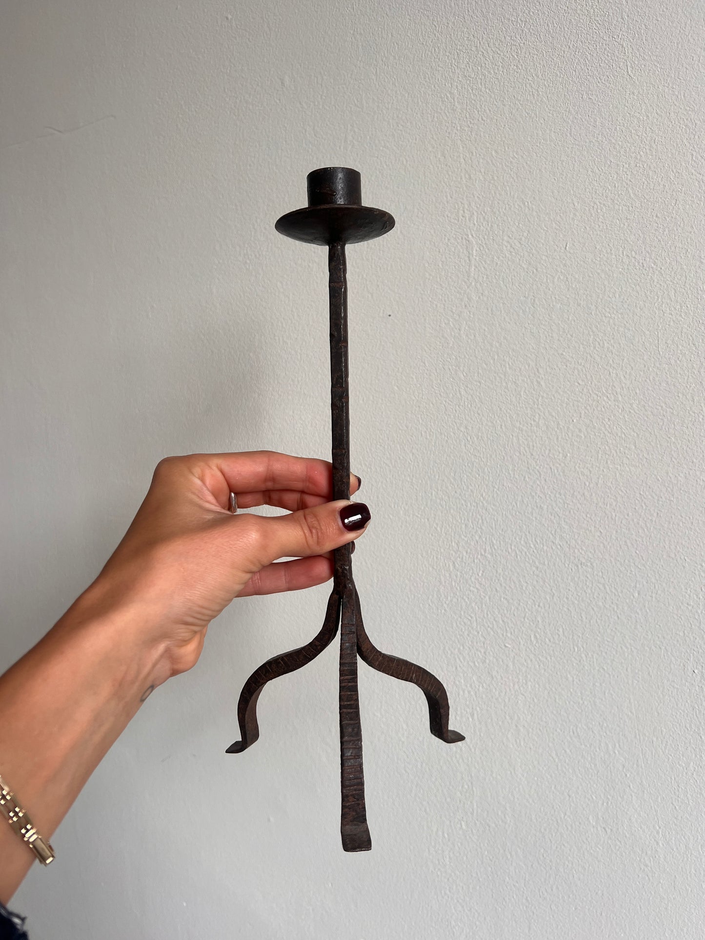 PAIR OF IRON CANDLE STICKS