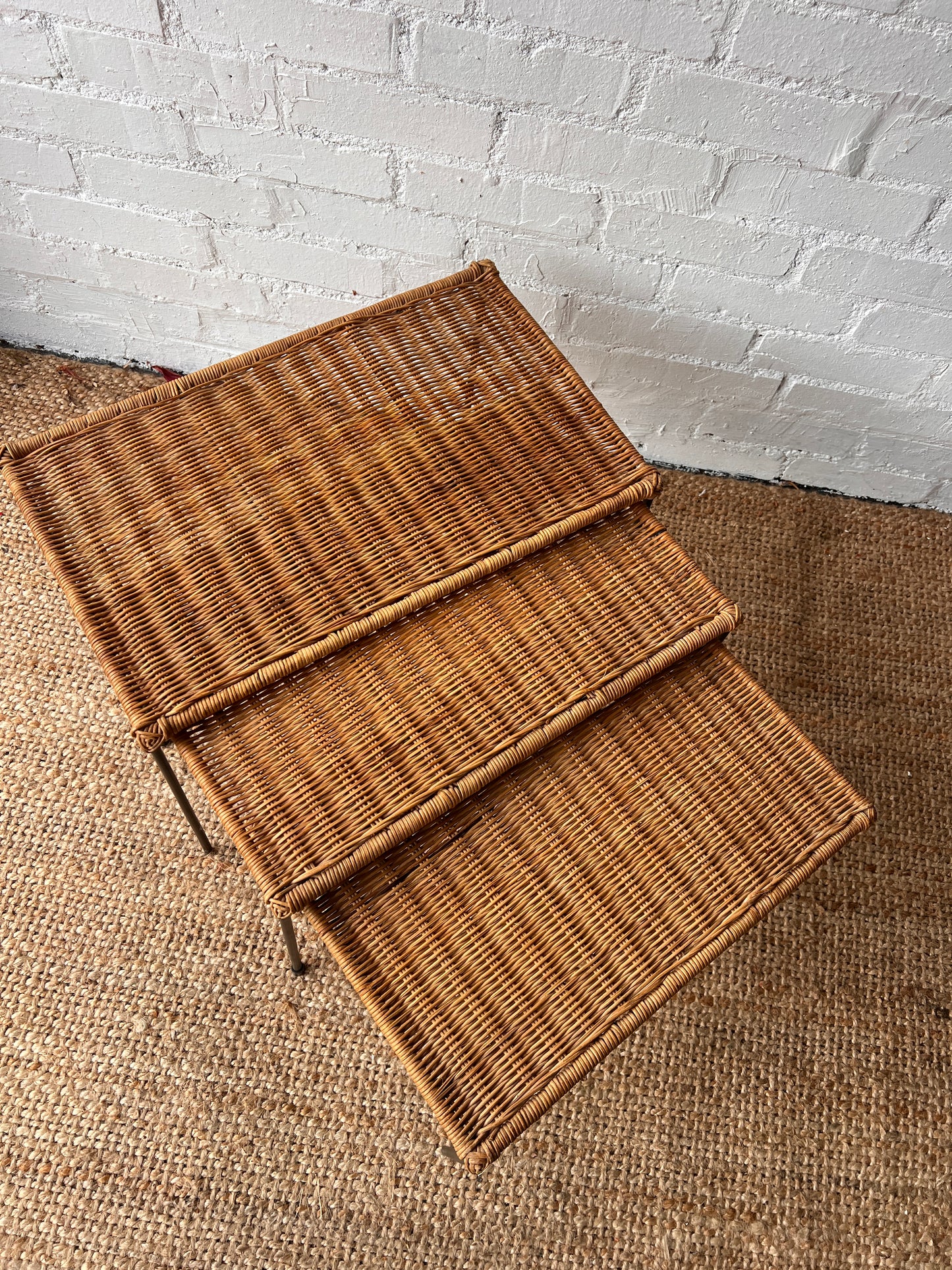 SET OF WICKER NESTING TABLES