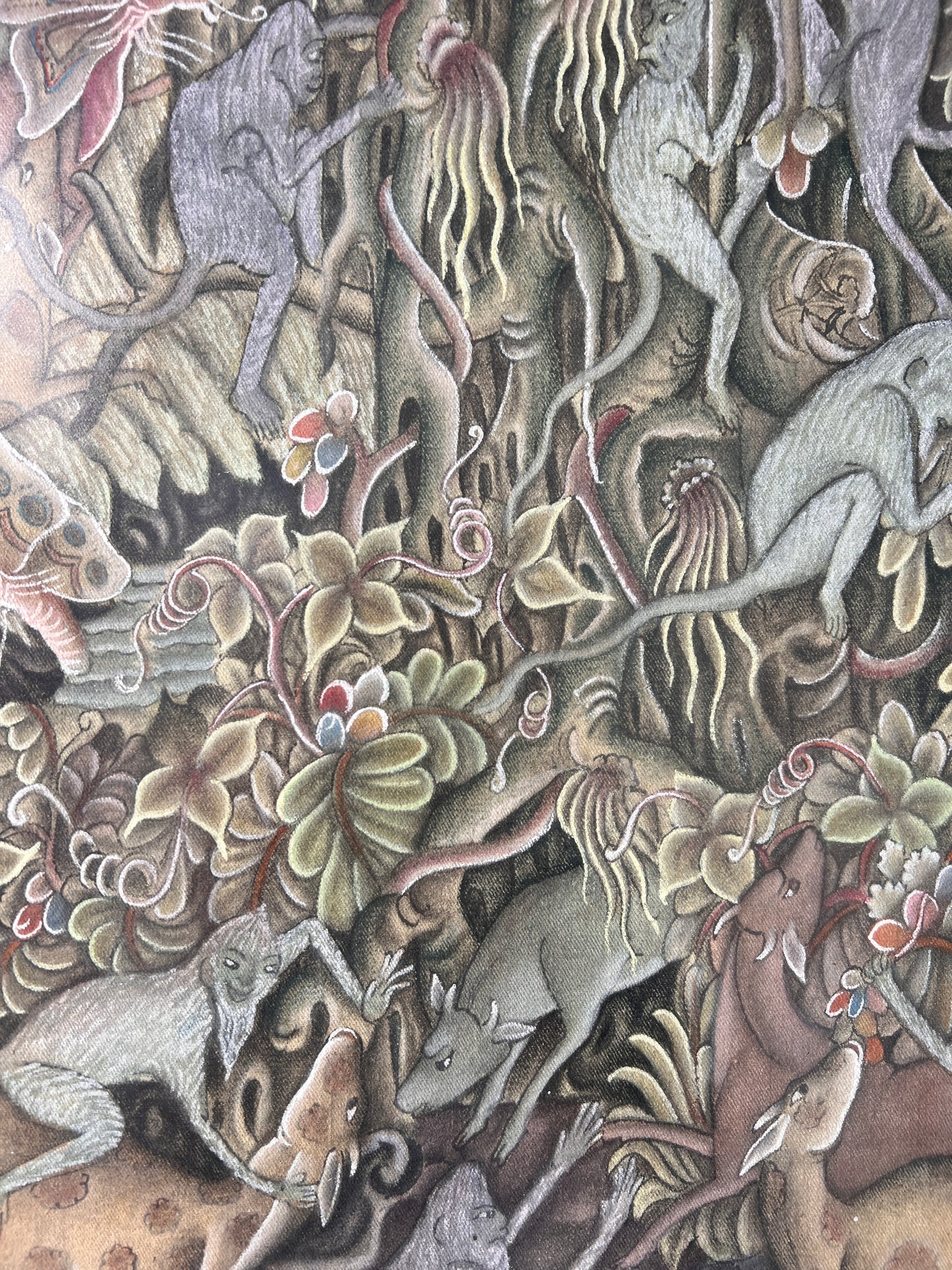 LARGE BALI ILLUSTRATION ON SILK