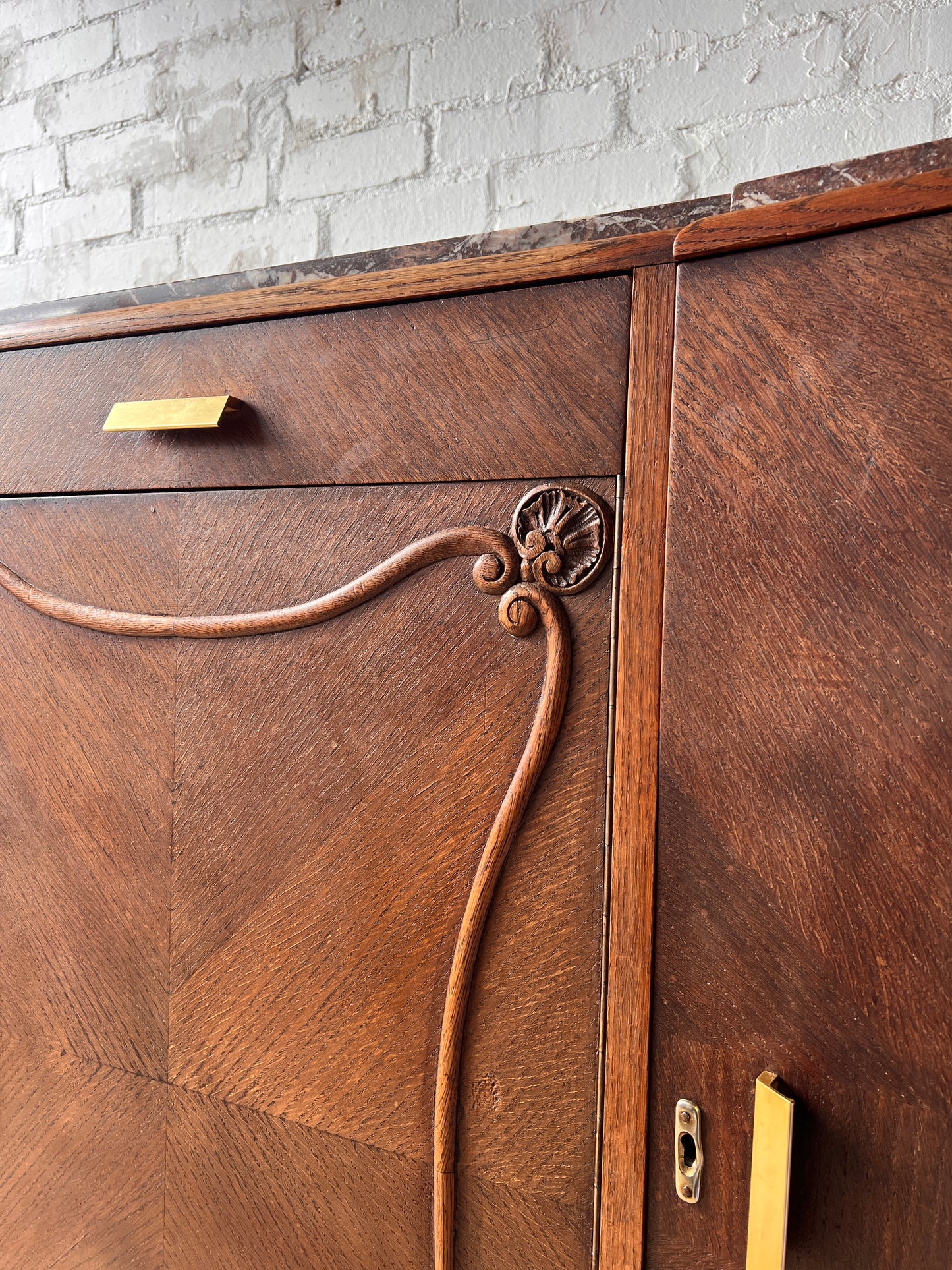 LARGE ART DECO RED MARBLE SIDEBOARD