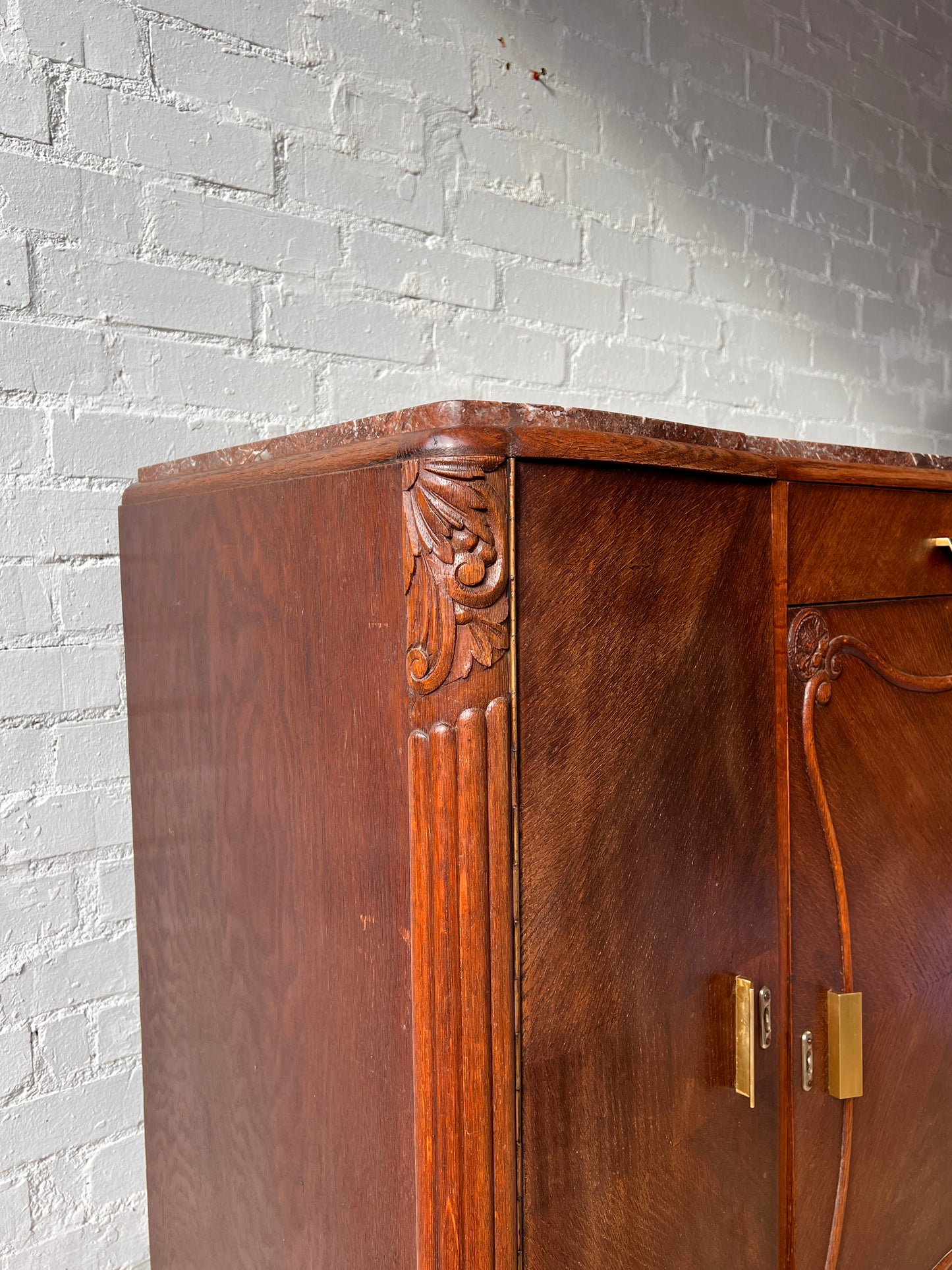 LARGE ART DECO RED MARBLE SIDEBOARD