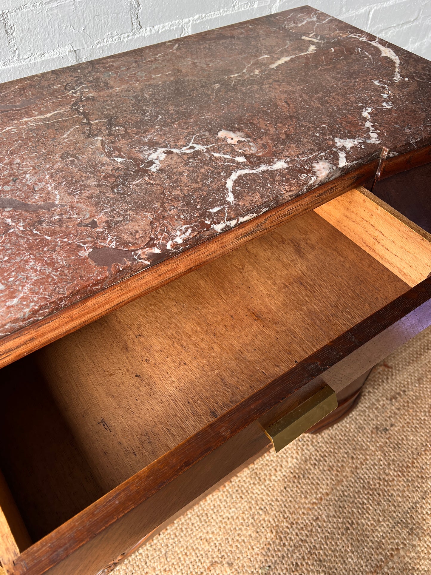 LARGE ART DECO RED MARBLE SIDEBOARD
