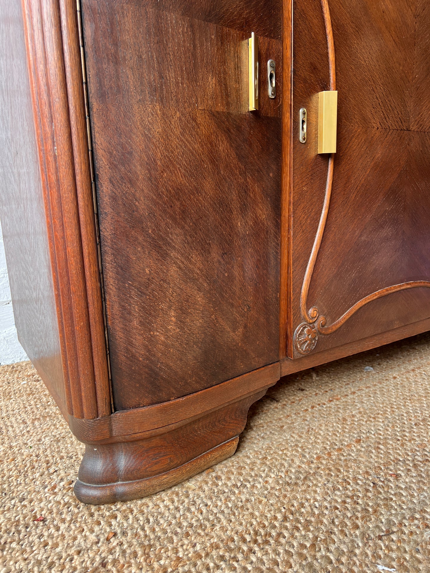 LARGE ART DECO RED MARBLE SIDEBOARD