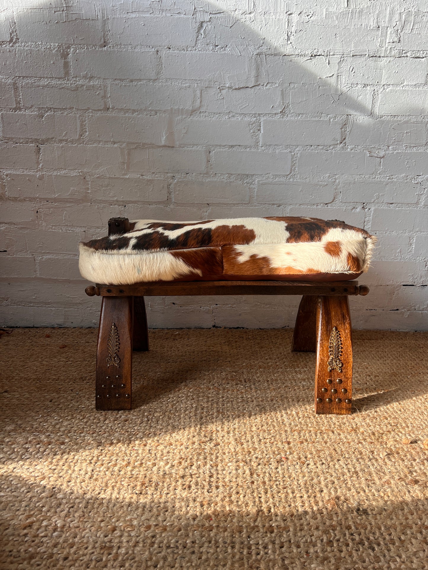 COW HIDE SADDLE STOOL