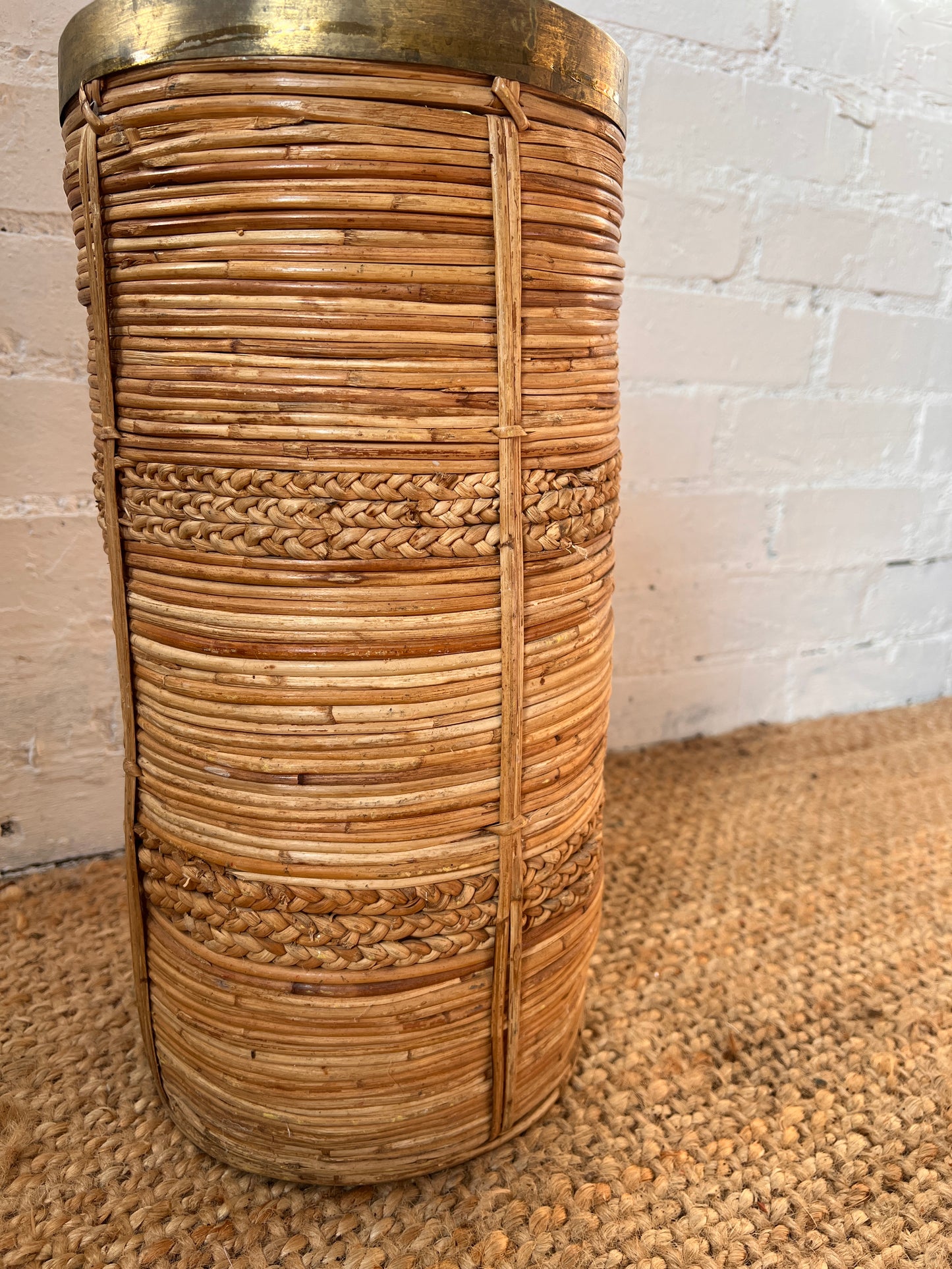 BRASS STYLE WICKER BASKET