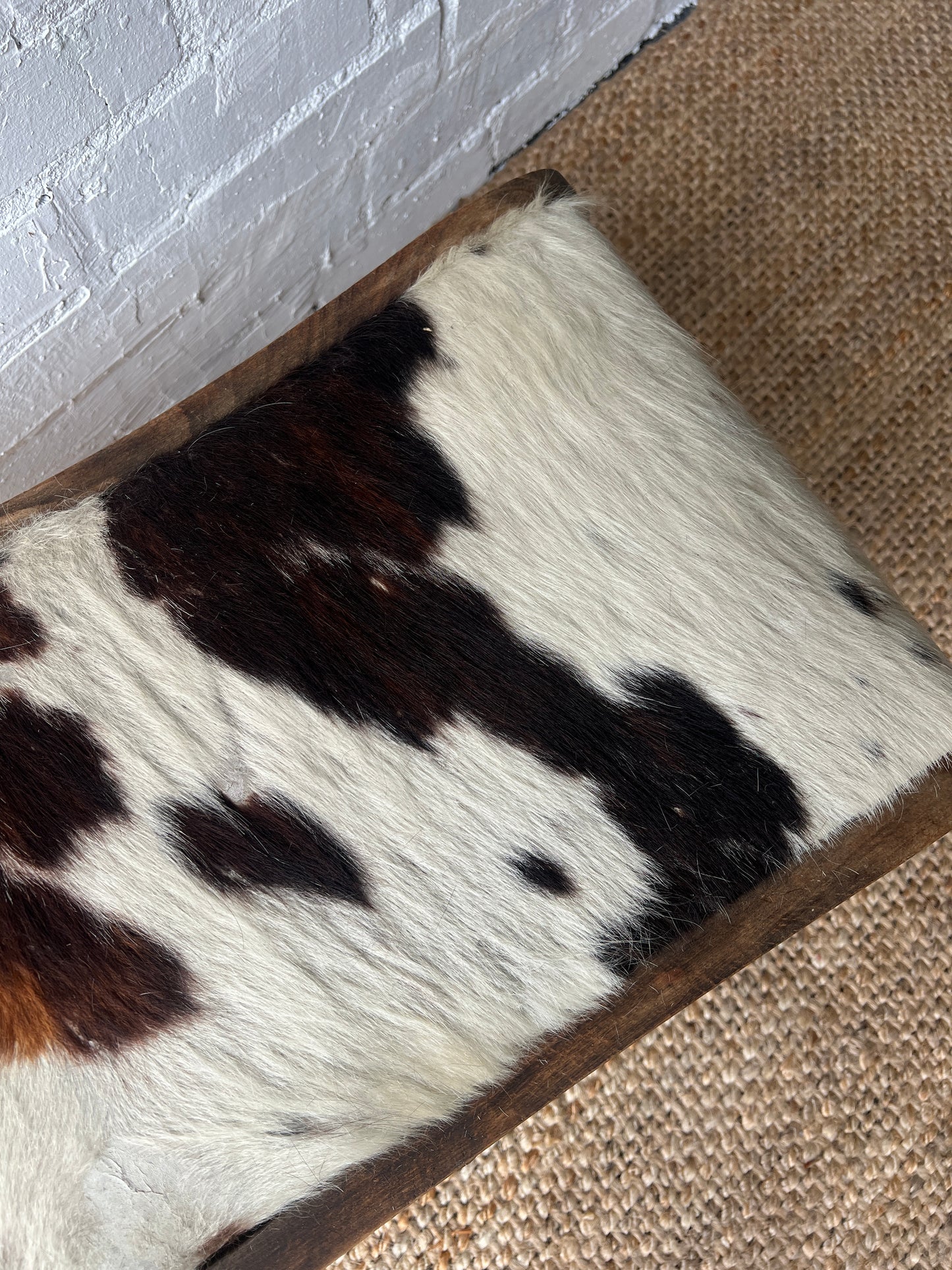 COW HIDE STOOL WITH STARS