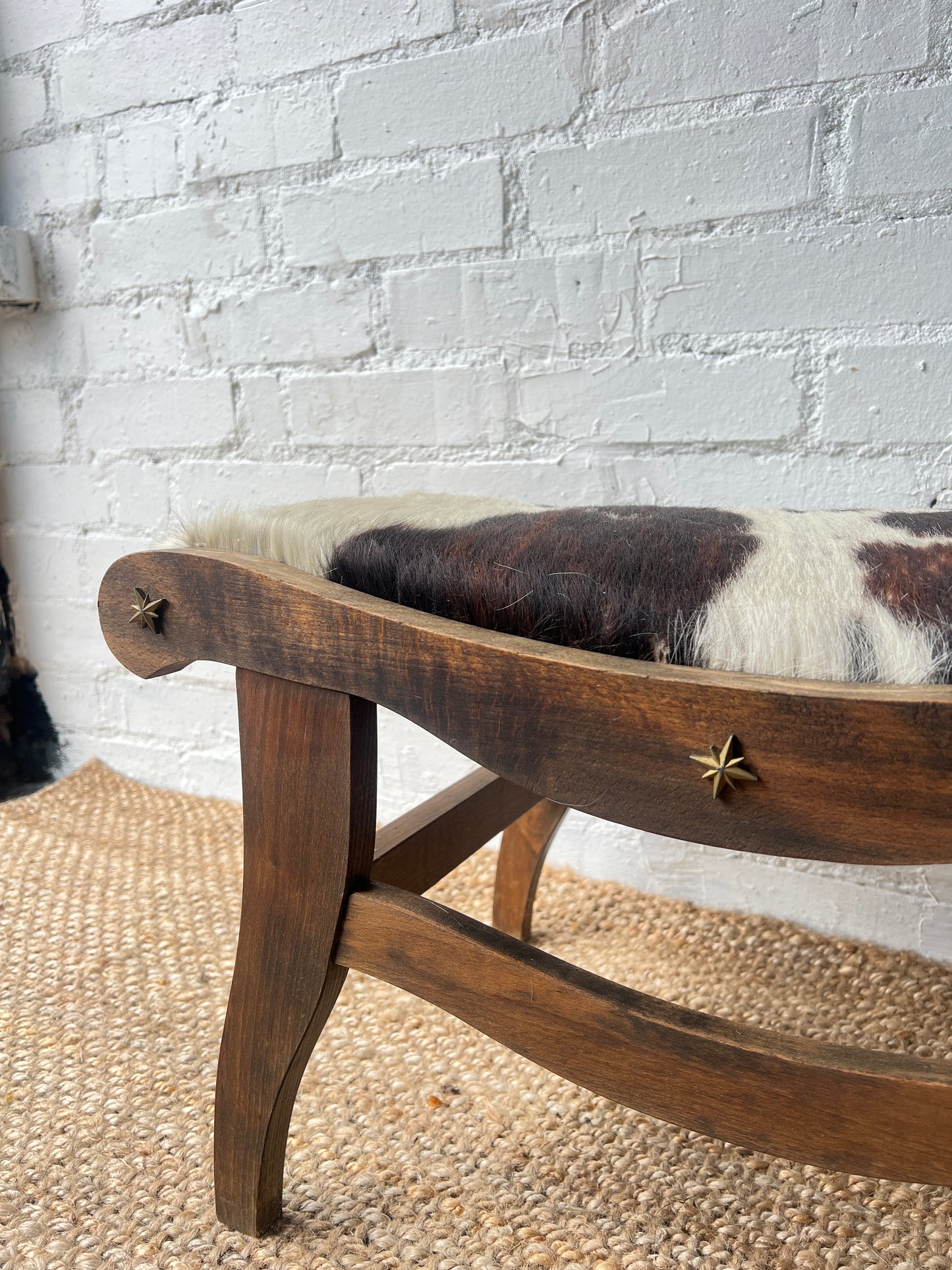 COW HIDE STOOL WITH STARS