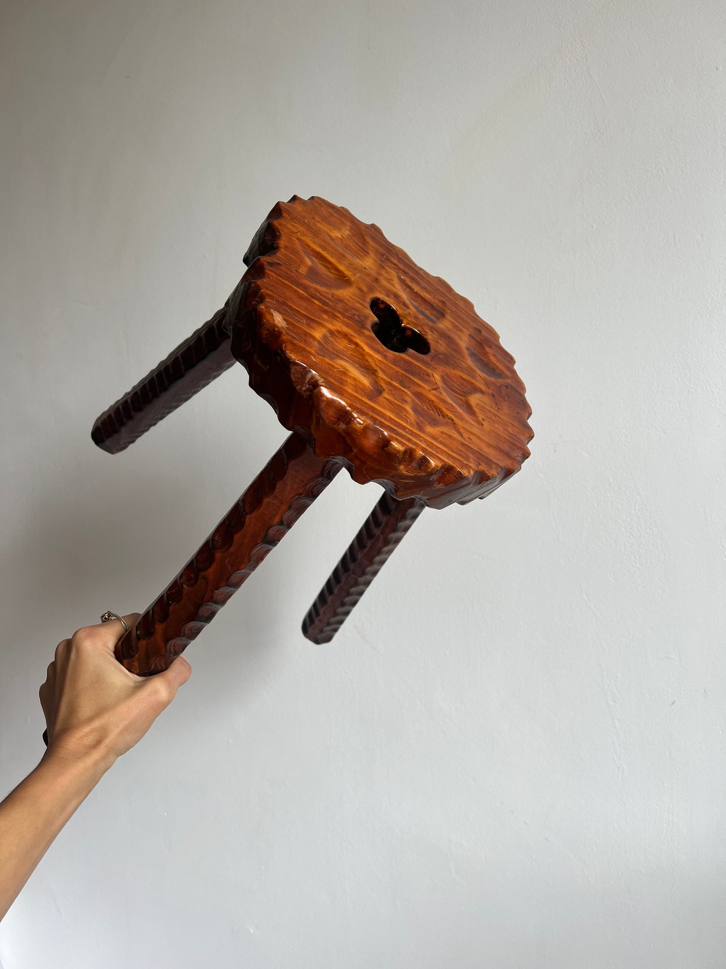 CHALET STYLE WOODEN STOOL