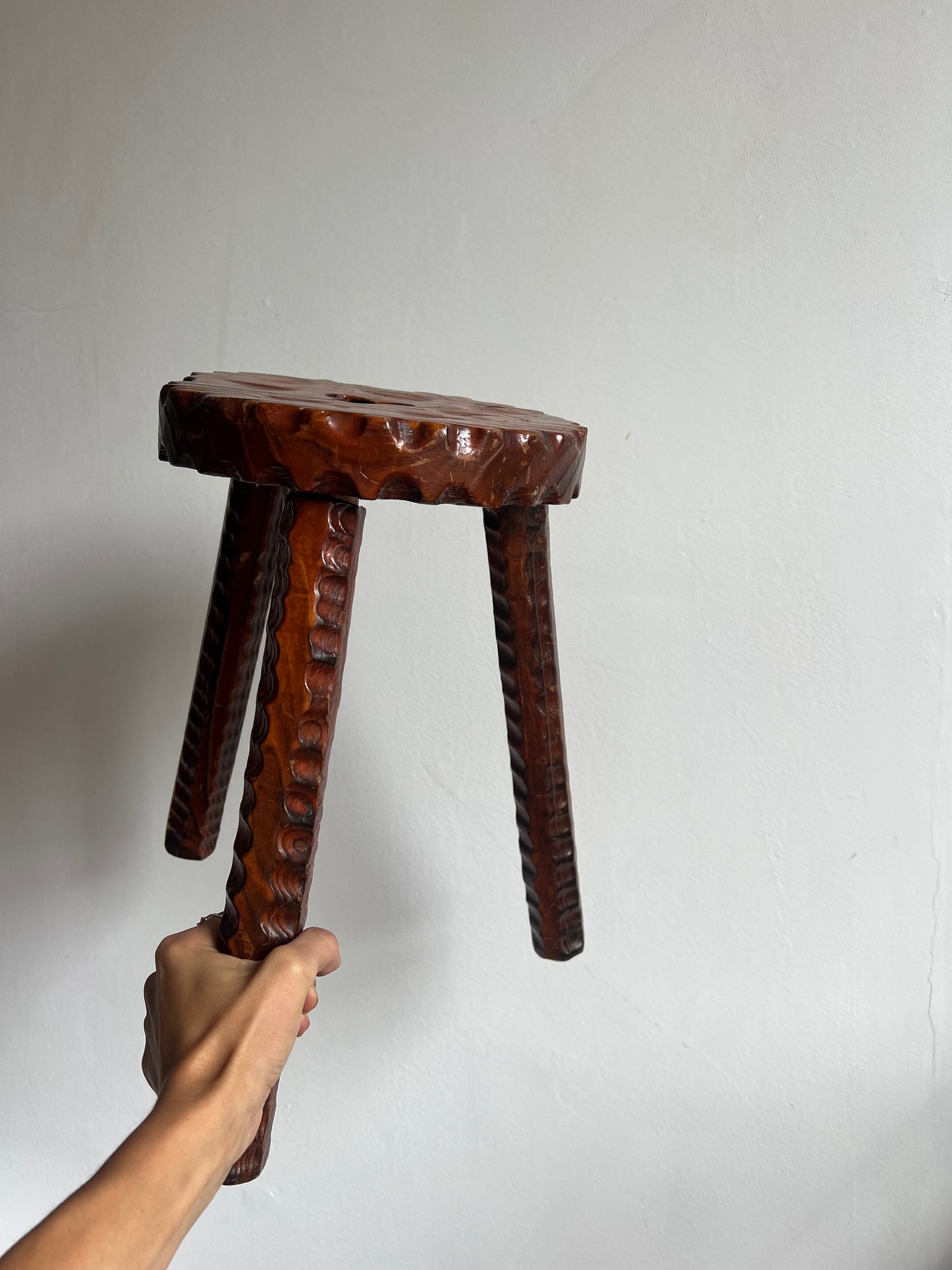 CHALET STYLE WOODEN STOOL