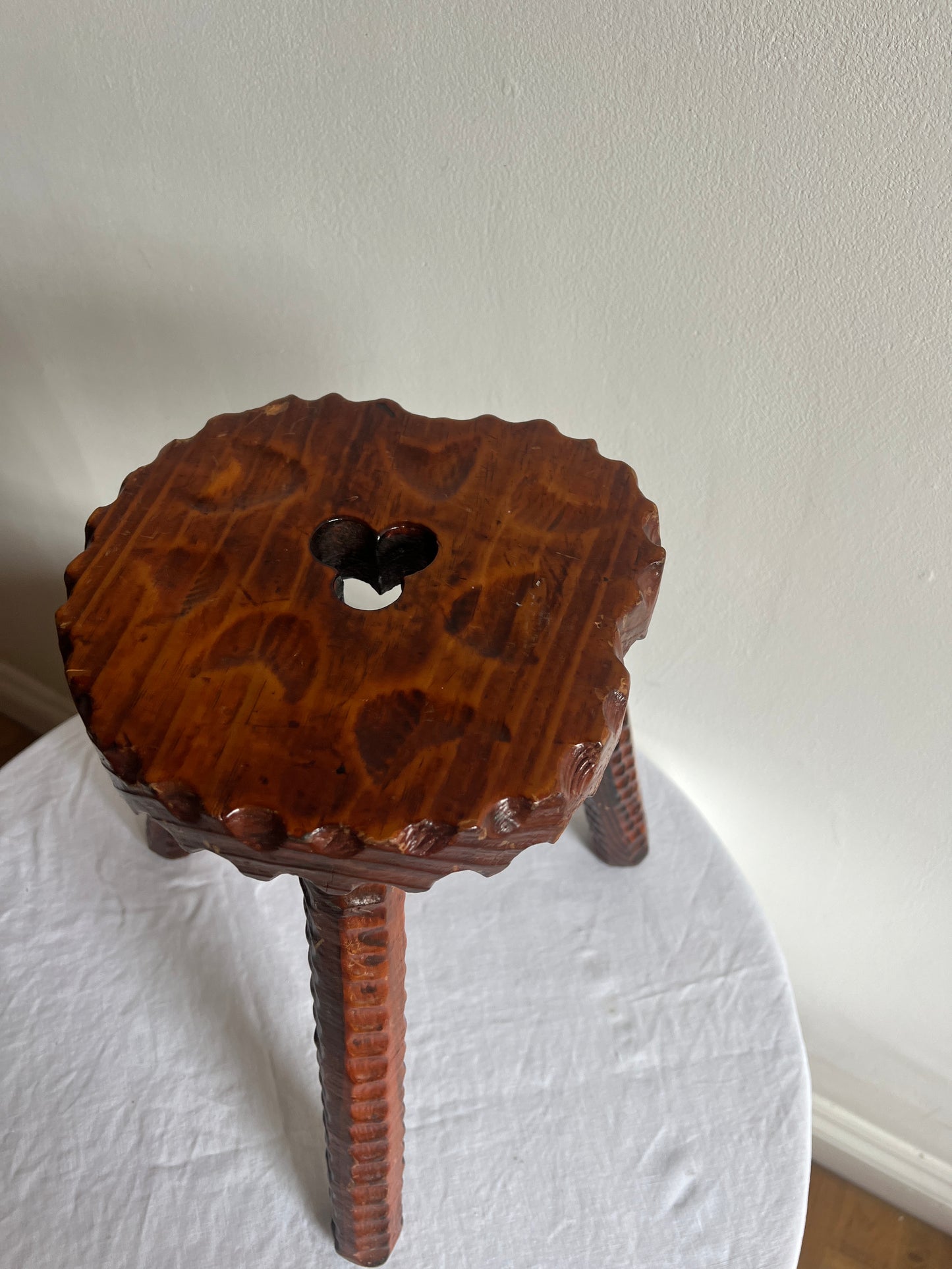 CHALET STYLE WOODEN STOOL