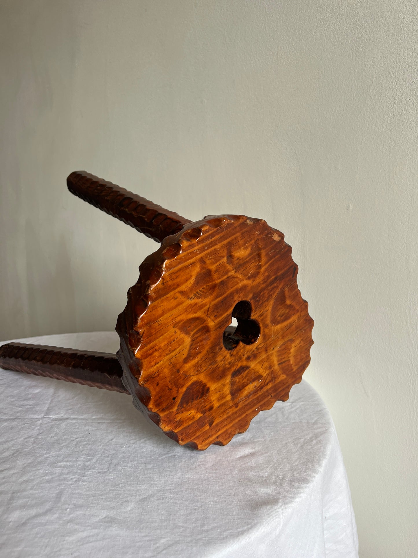 CHALET STYLE WOODEN STOOL