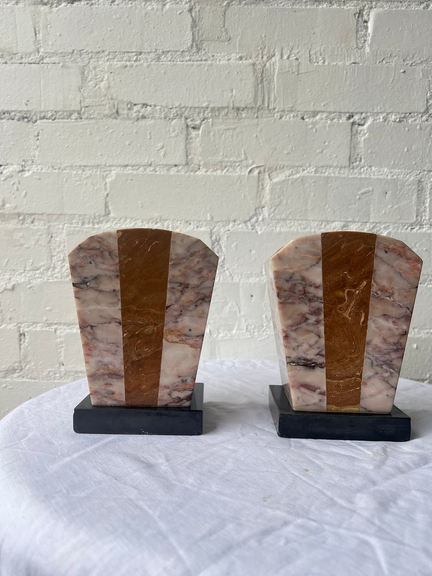 PAIR OF MARBLE BOOK ENDS
