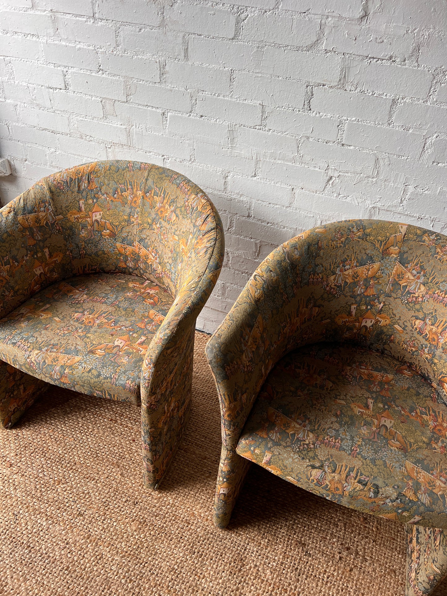 FRENCH FAIRYTALE BARREL BACK ARMCHAIRS