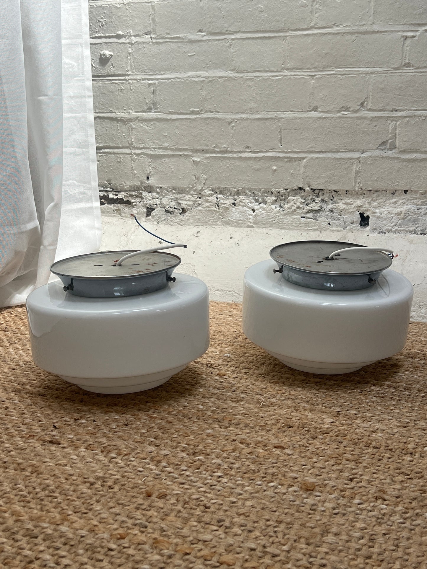 PAIR OF 50S FLUSH CEILING LIGHTS