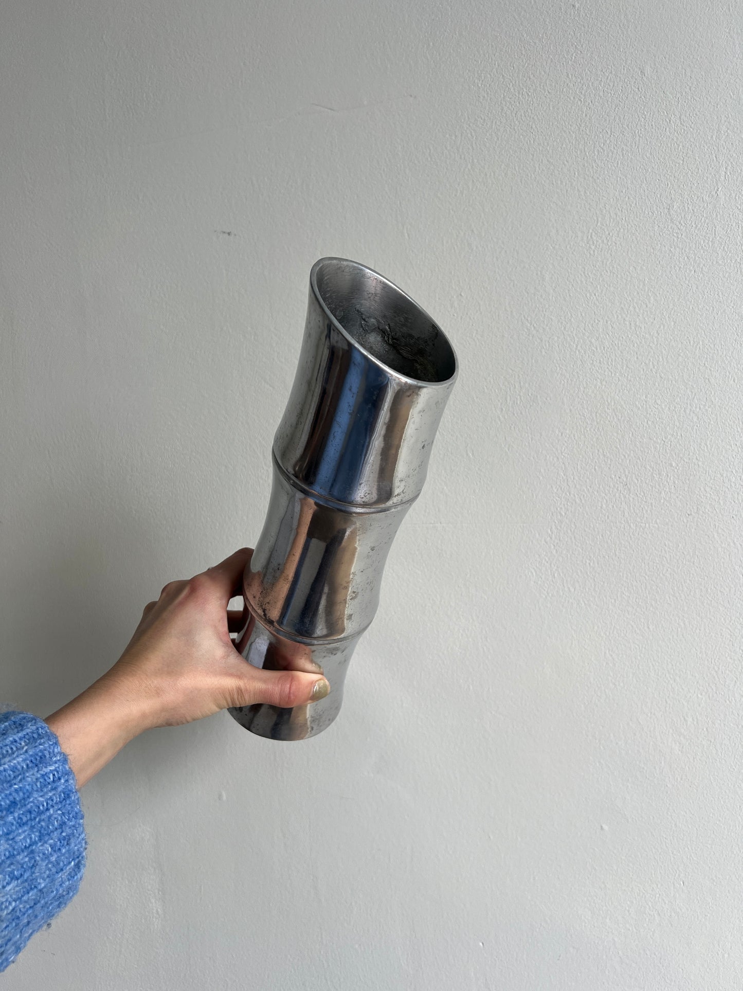 ALUMINIUM CAST BAMBOO VASE