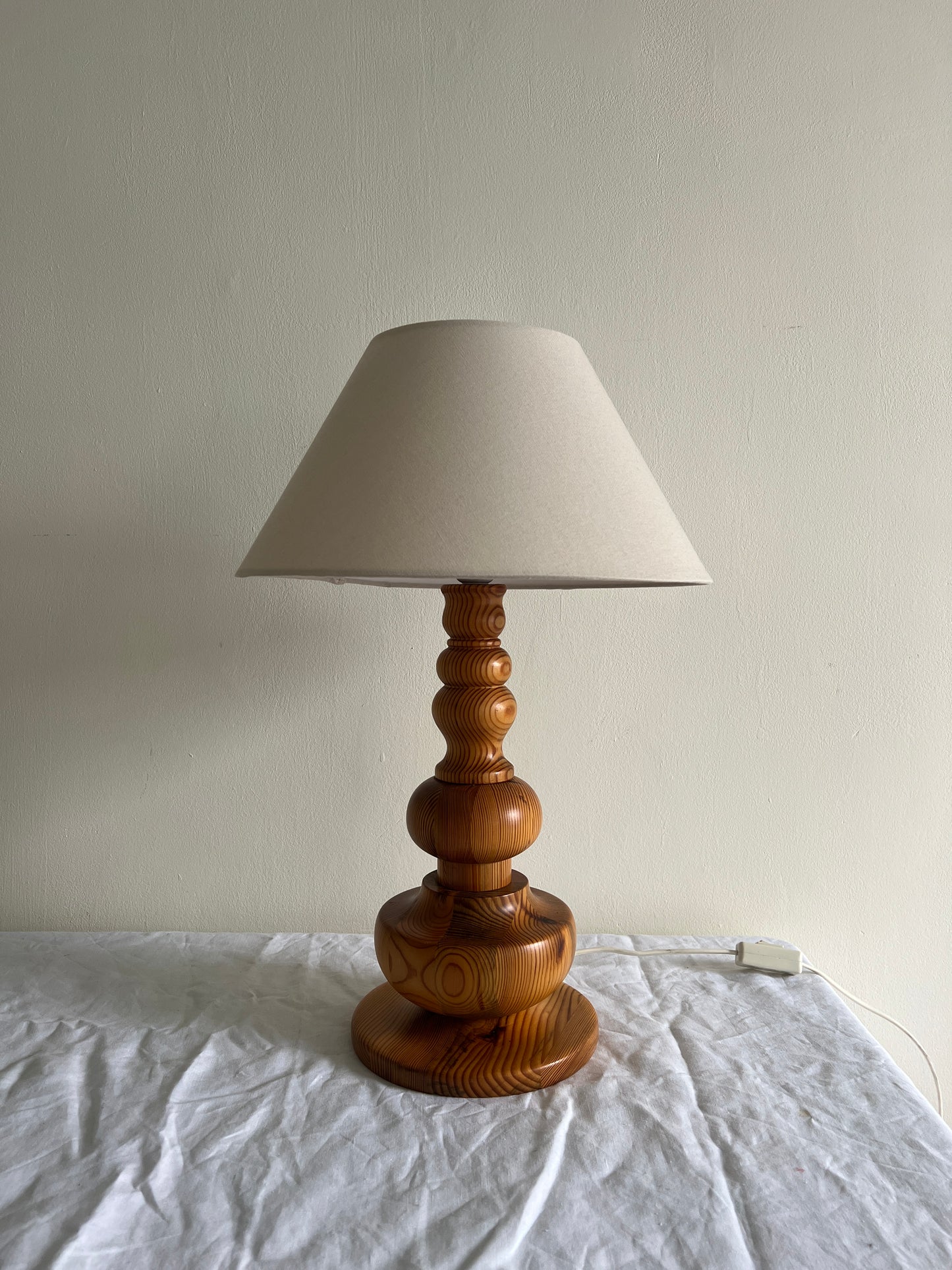 70S SWEDISH PINE TABLE LAMP