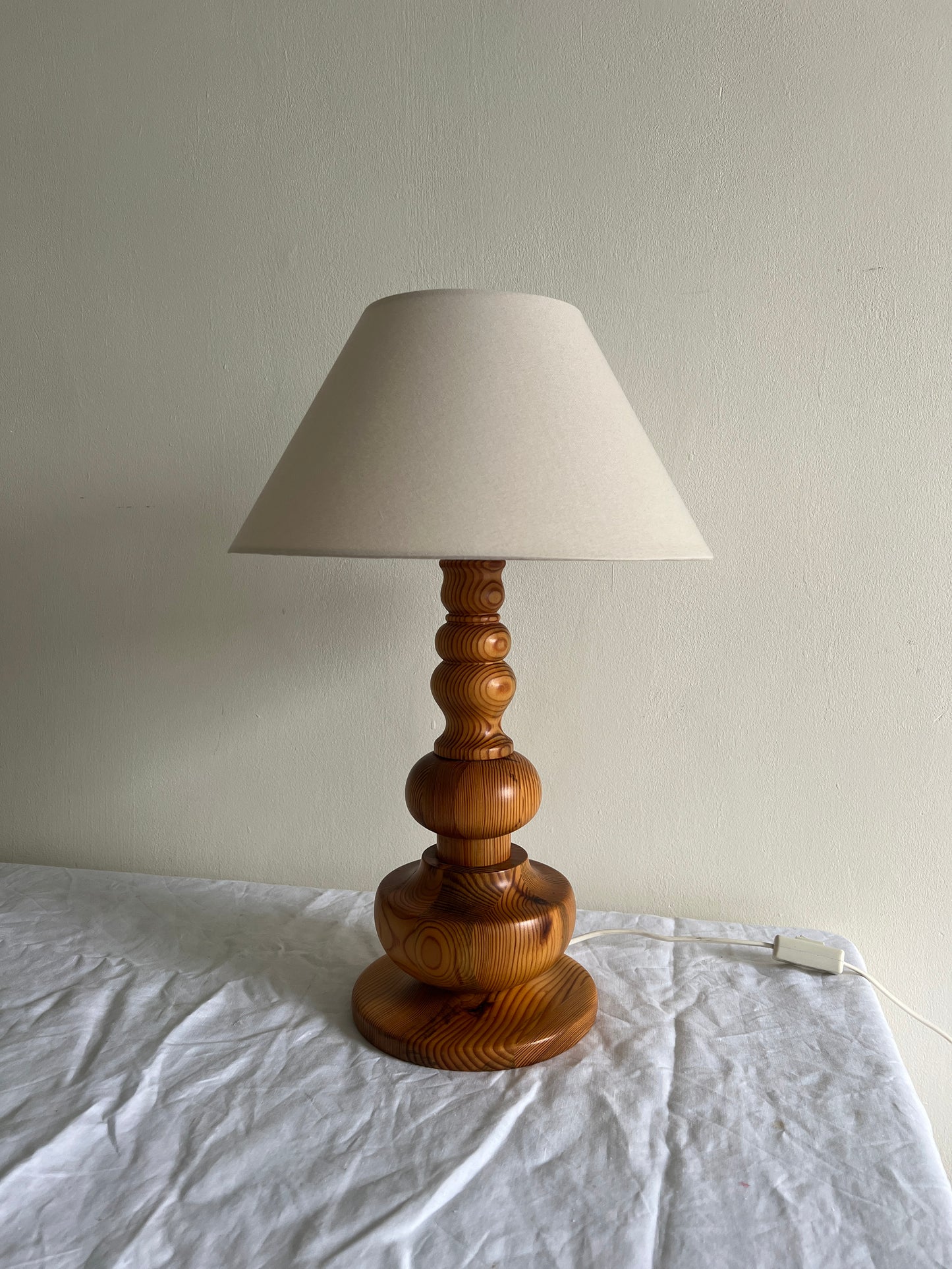 70S SWEDISH PINE TABLE LAMP