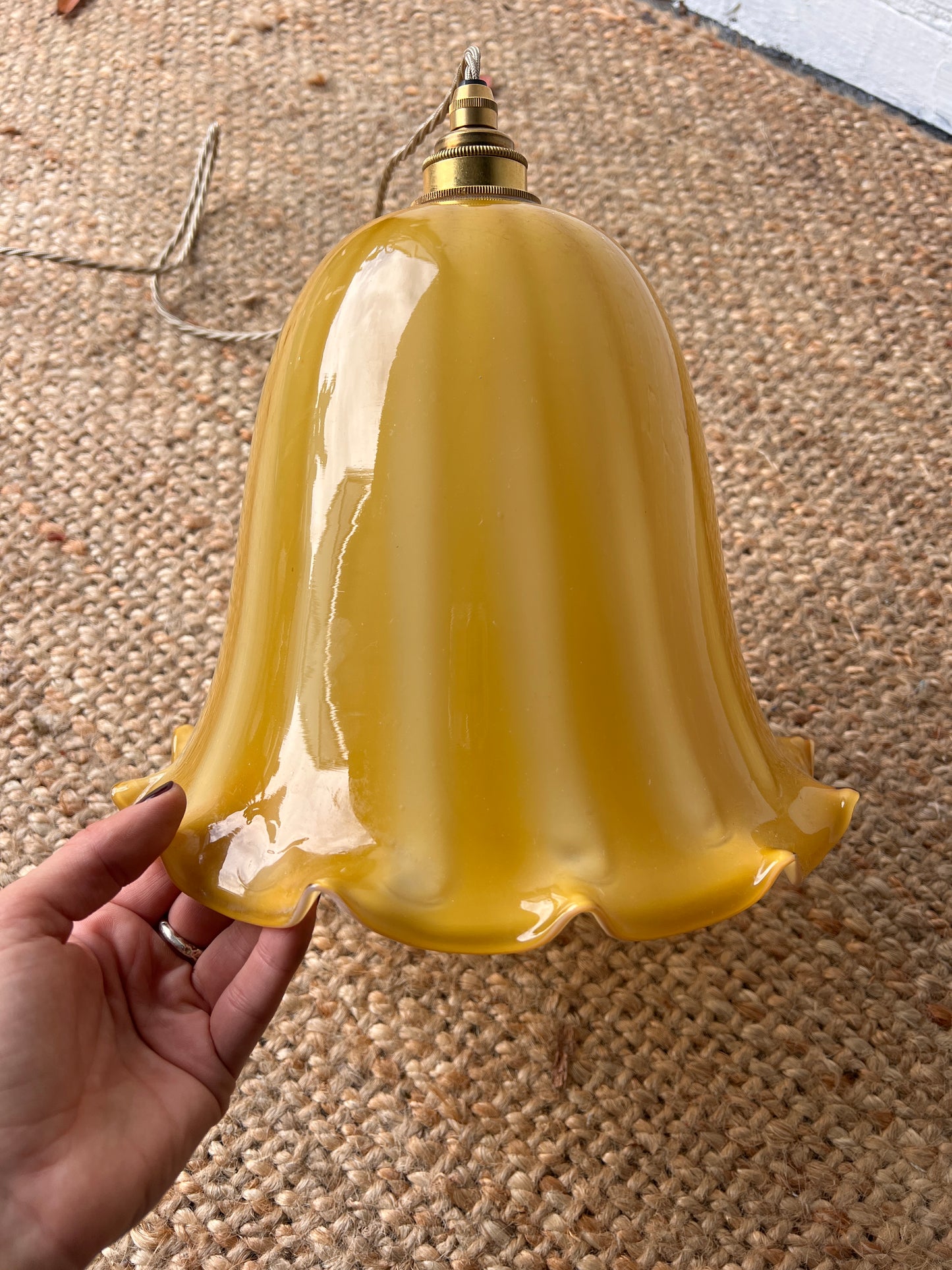 YELLOW STRIPE GLASS CEILING PENDANT