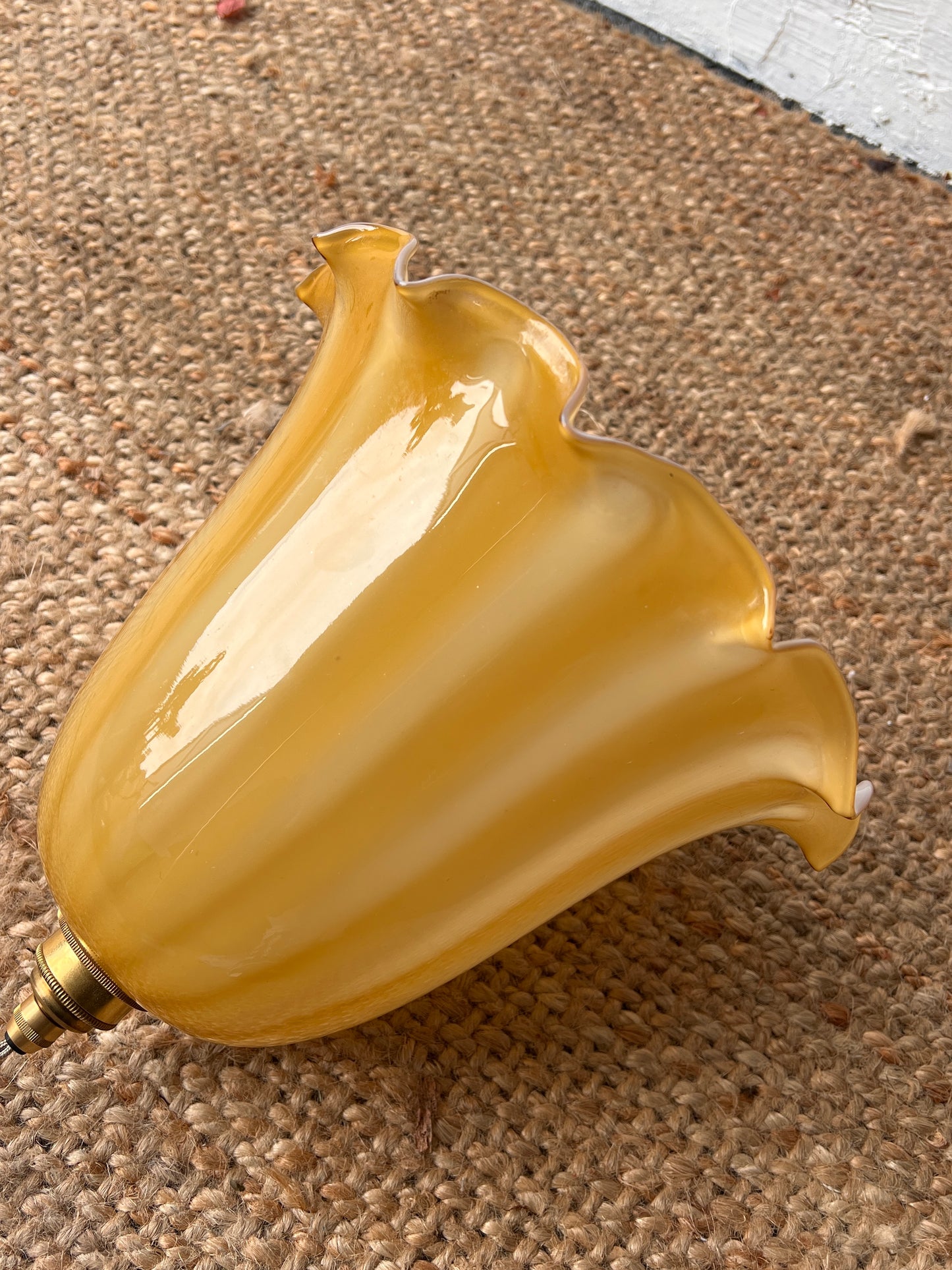 YELLOW STRIPE GLASS CEILING PENDANT