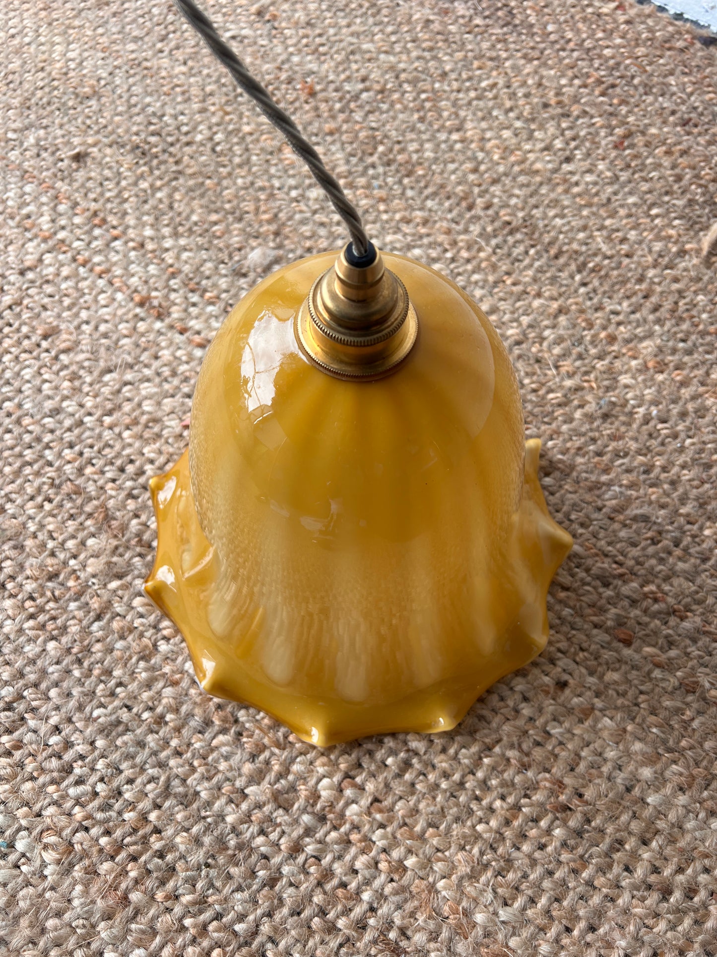 YELLOW STRIPE GLASS CEILING PENDANT