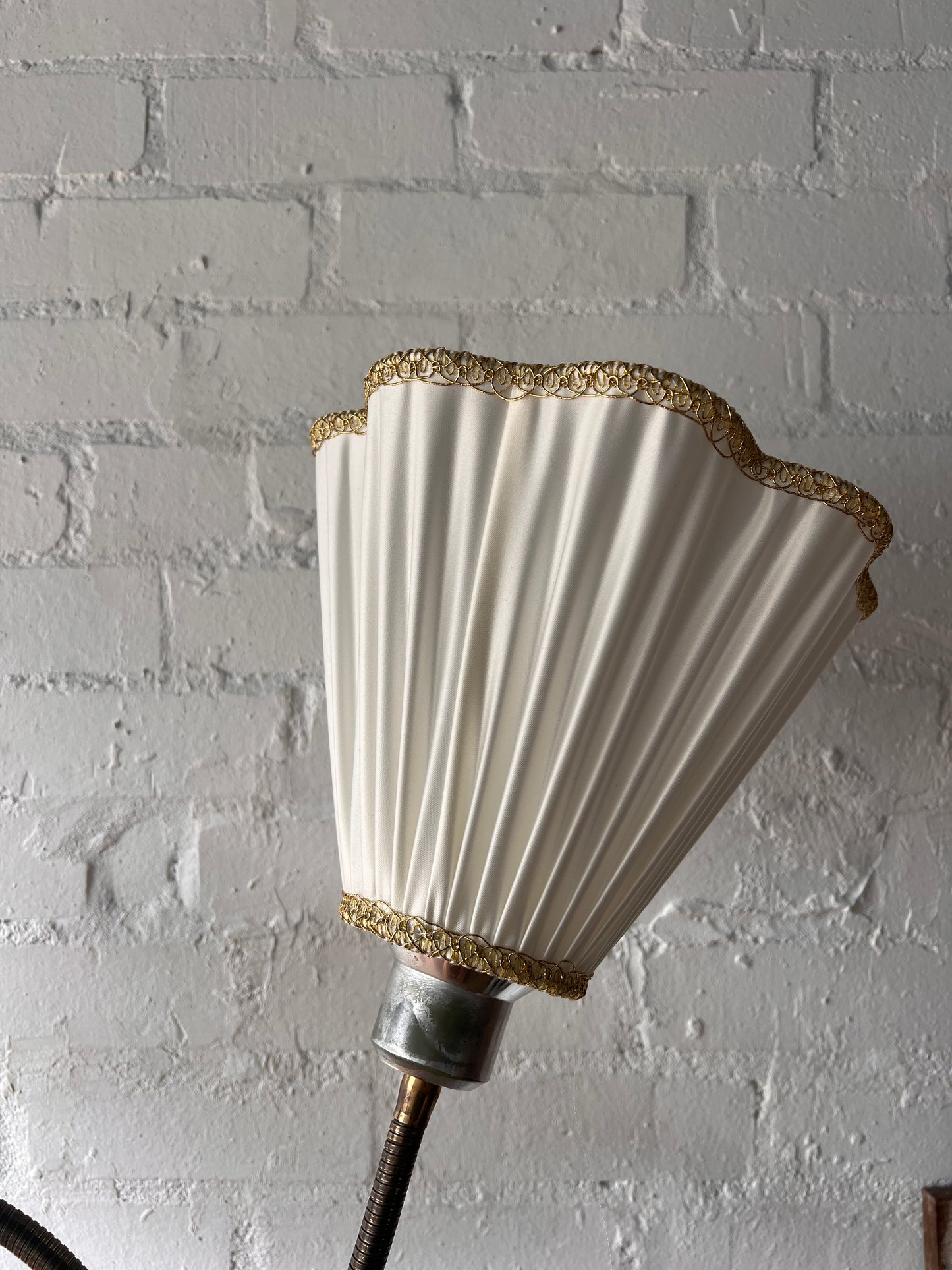 TWO ARM SWEDISH BRASS FLOOR LAMP