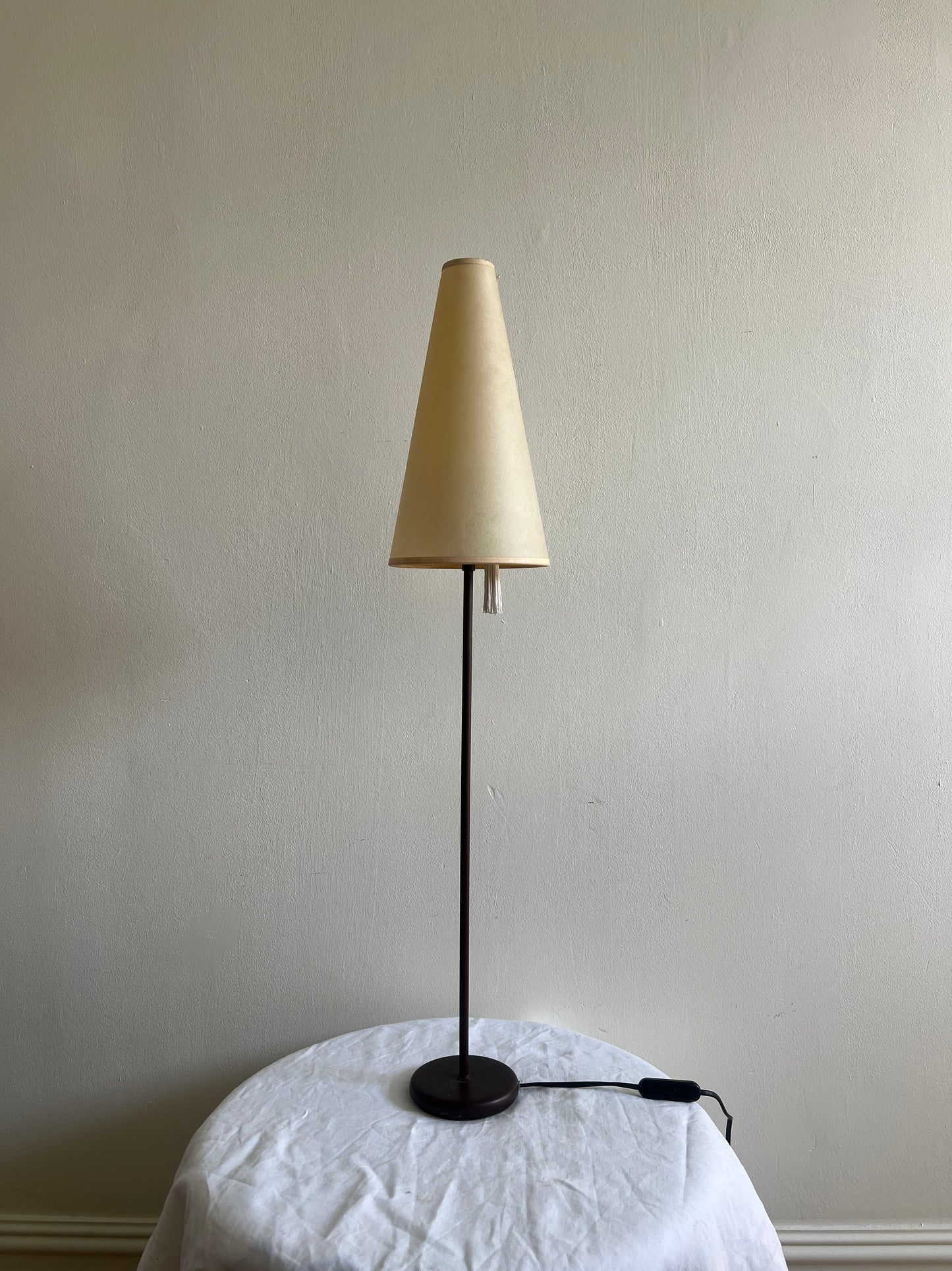 80S FRENCH LAMP WITH PARCHMENT SHADE