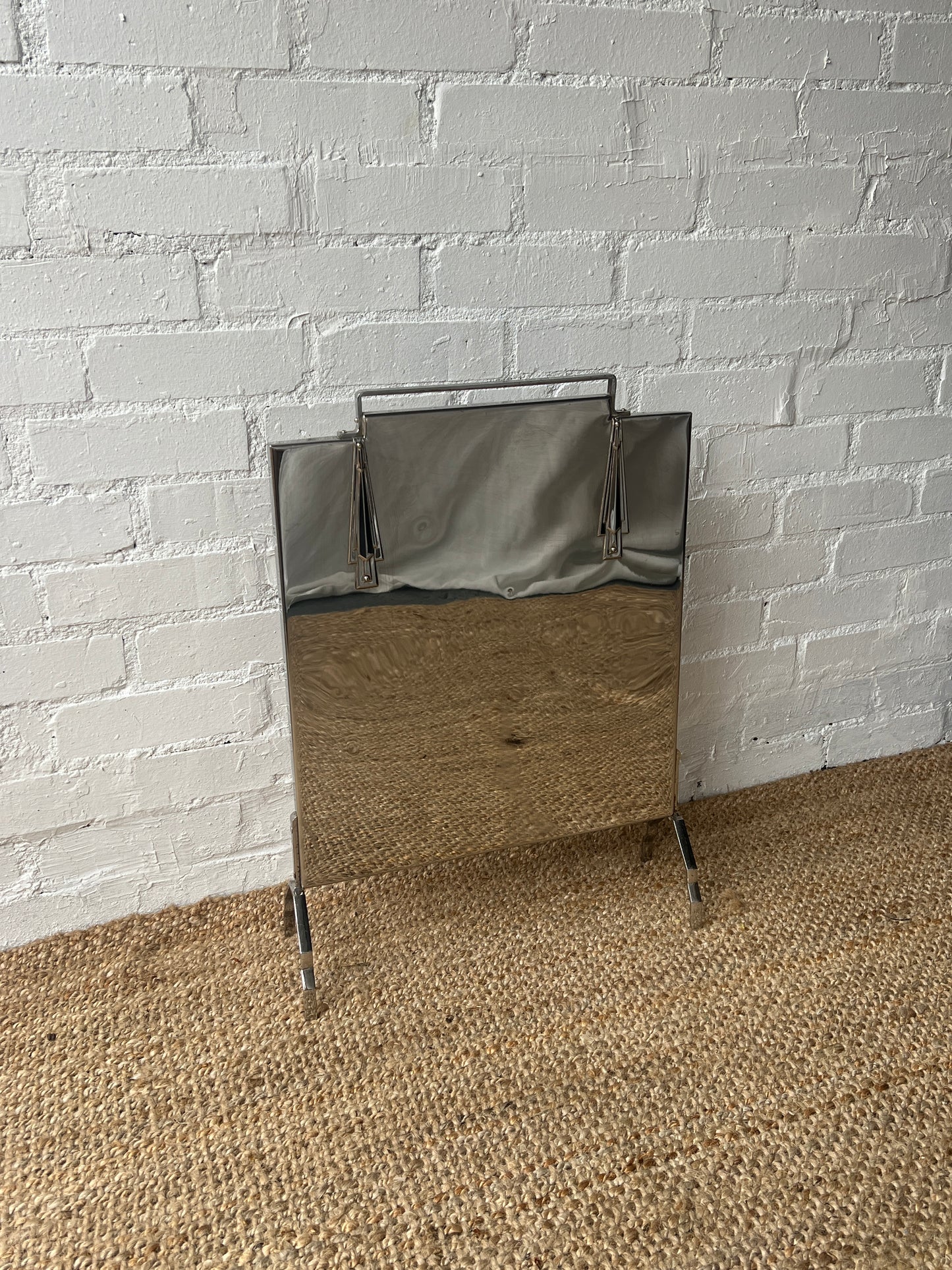 ART DECO CHROME FIRE GUARD