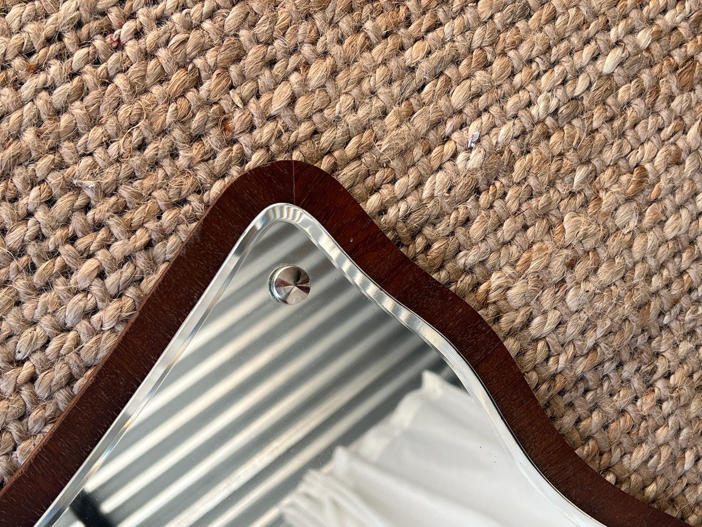 MID CENTURY TEAK WAVY MIRROR