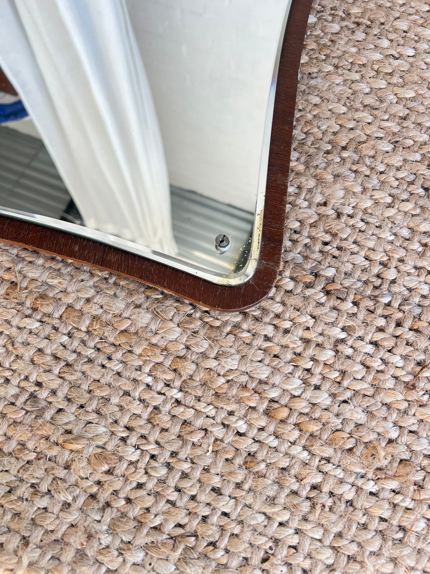 MID CENTURY TEAK WAVY MIRROR