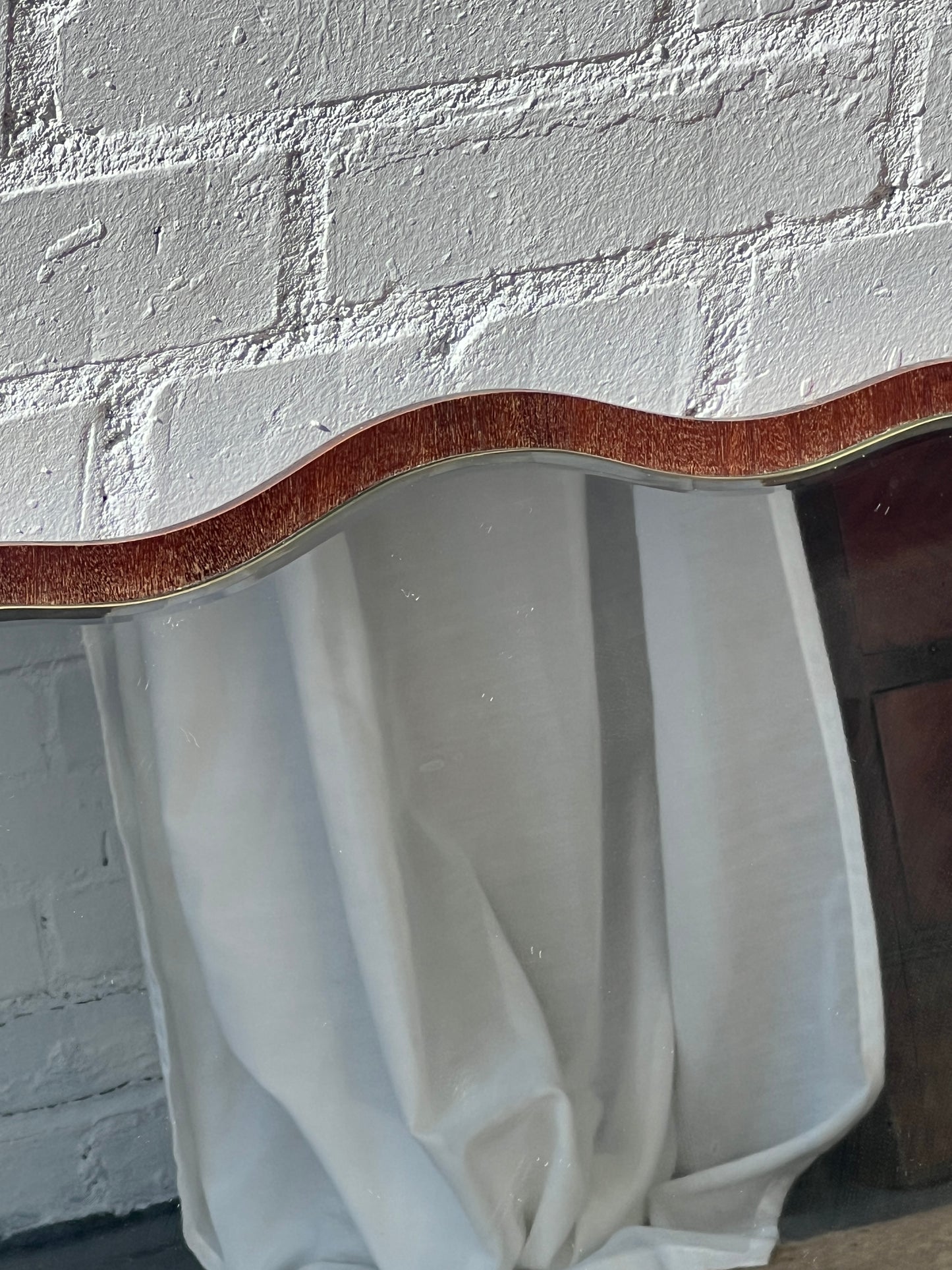 MID CENTURY TEAK WAVY MIRROR
