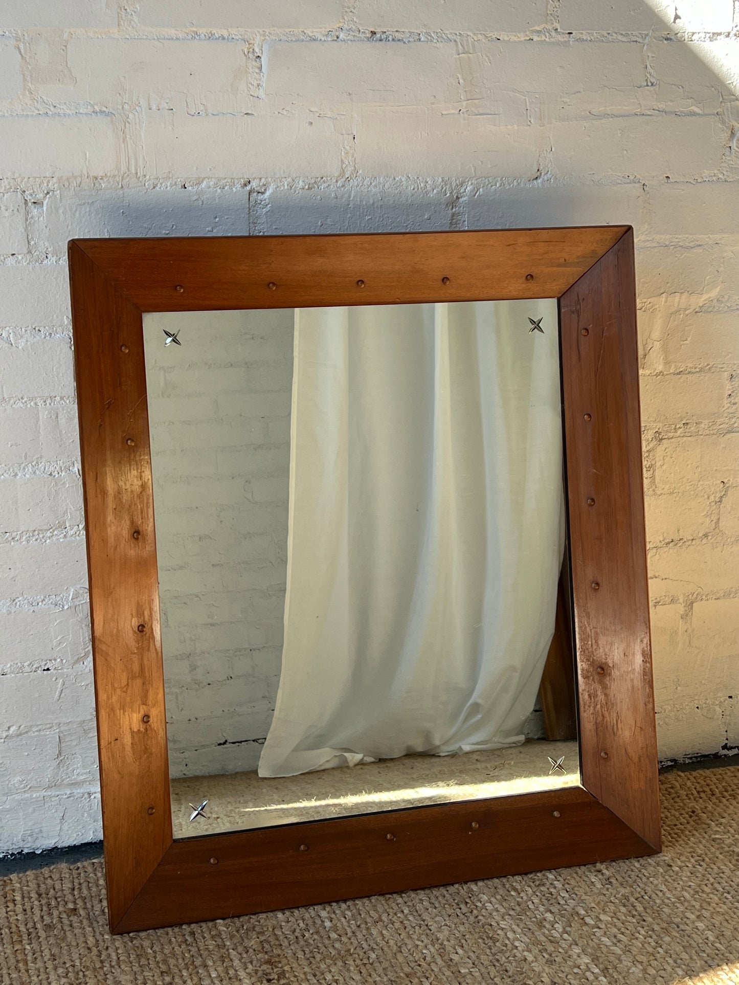60S MID CENTURY WOODEN MIRROR