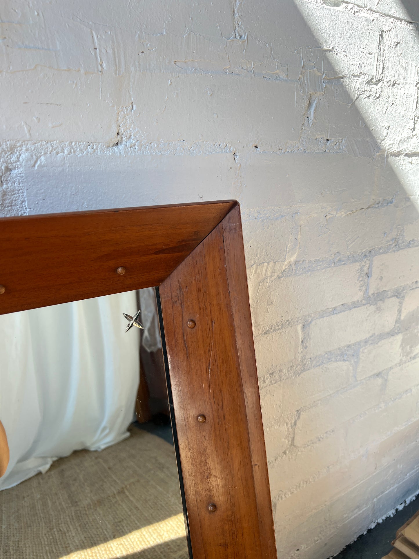 60S MID CENTURY WOODEN MIRROR